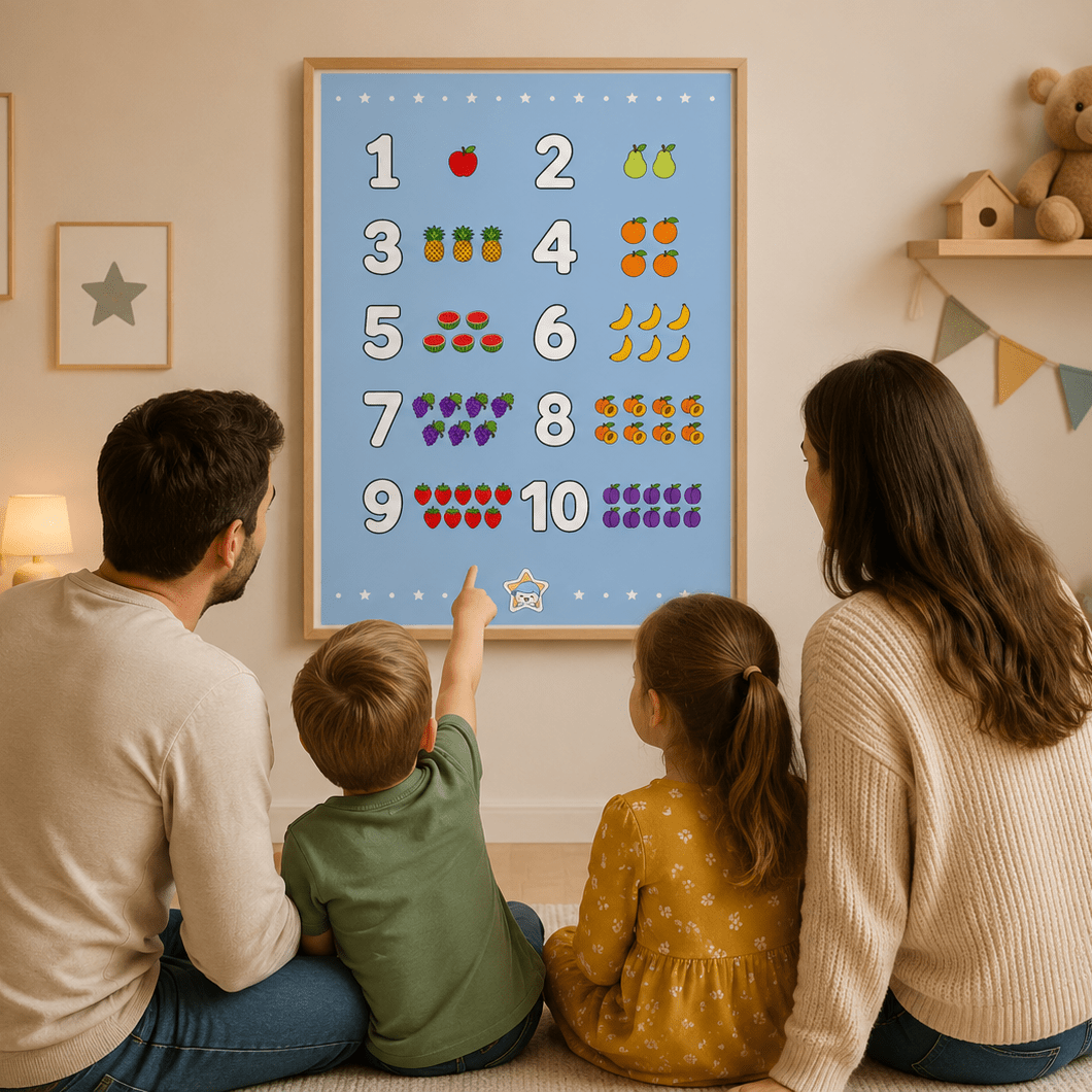 Lilles sifferposter med frukter poster