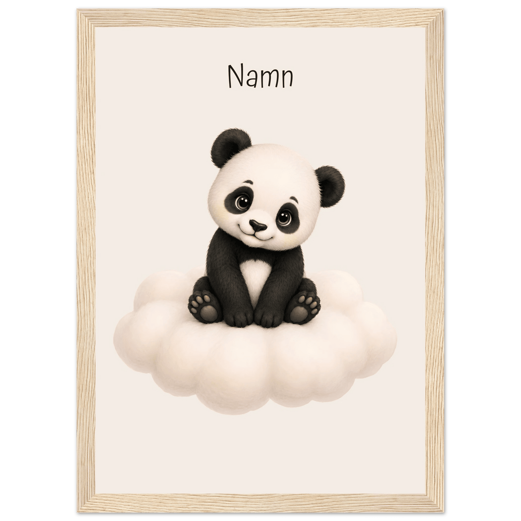 Panda på moln med namn poster