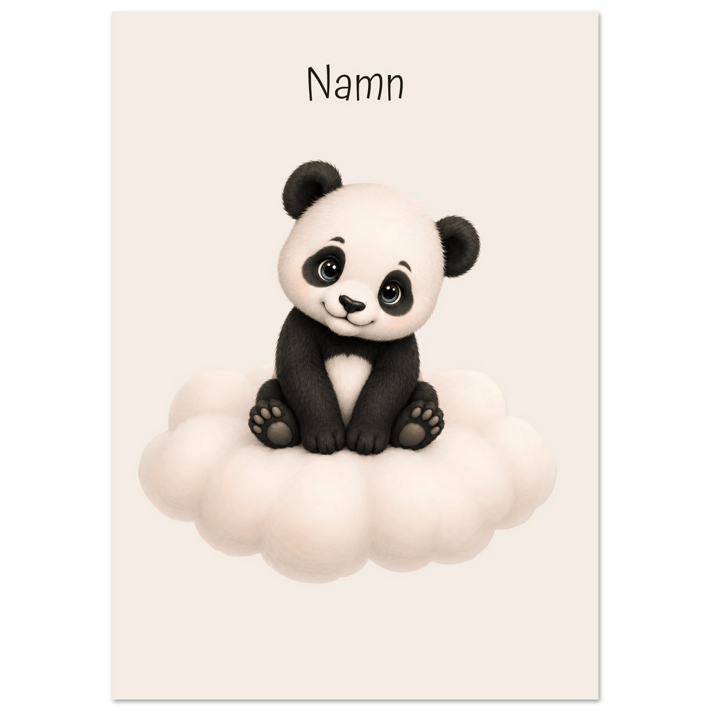 Panda på moln med namn poster