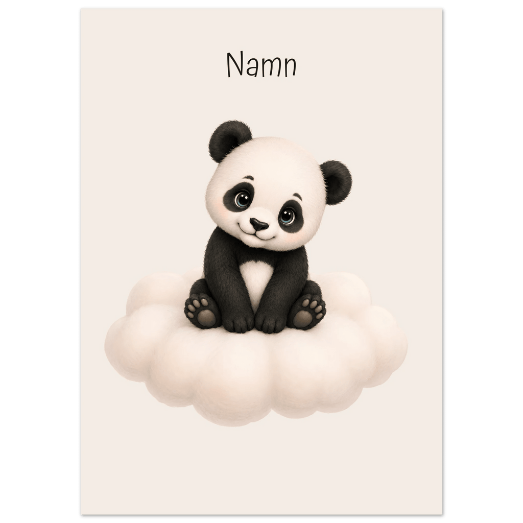 Panda på moln med namn poster
