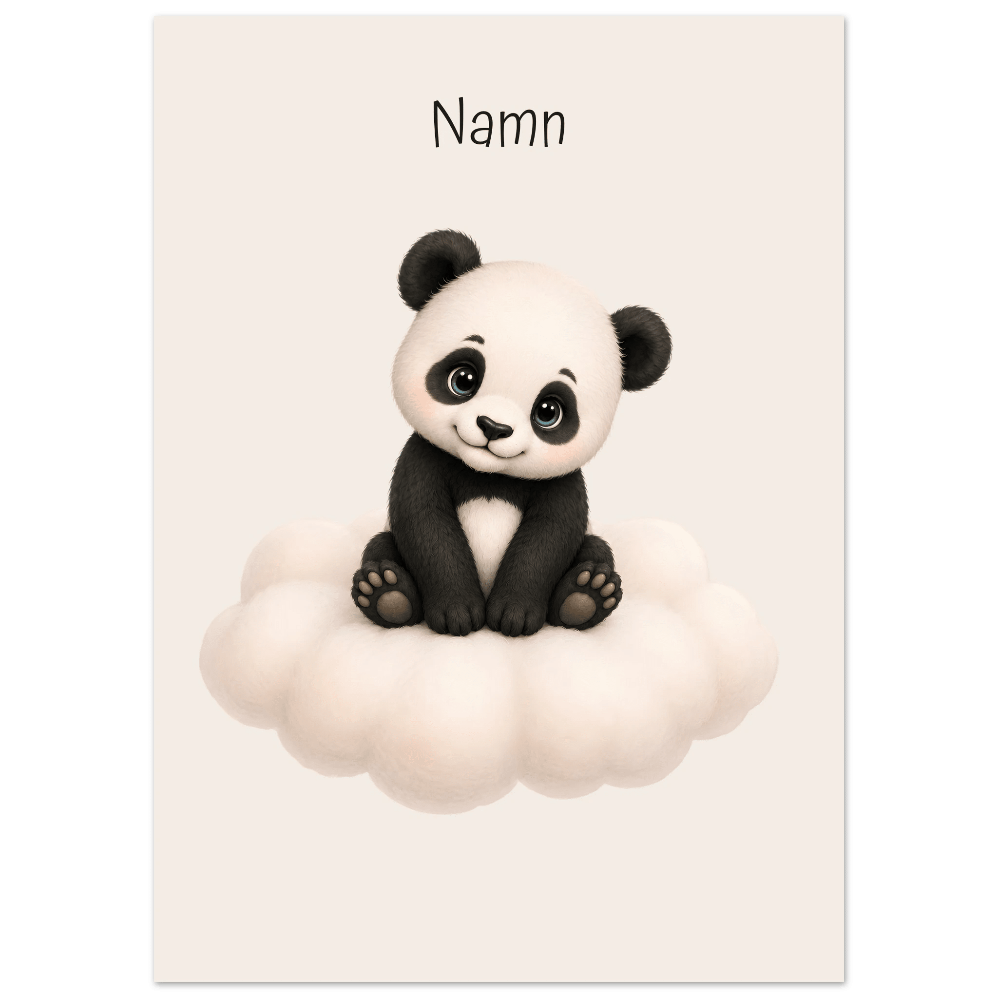 Panda på moln med namn poster