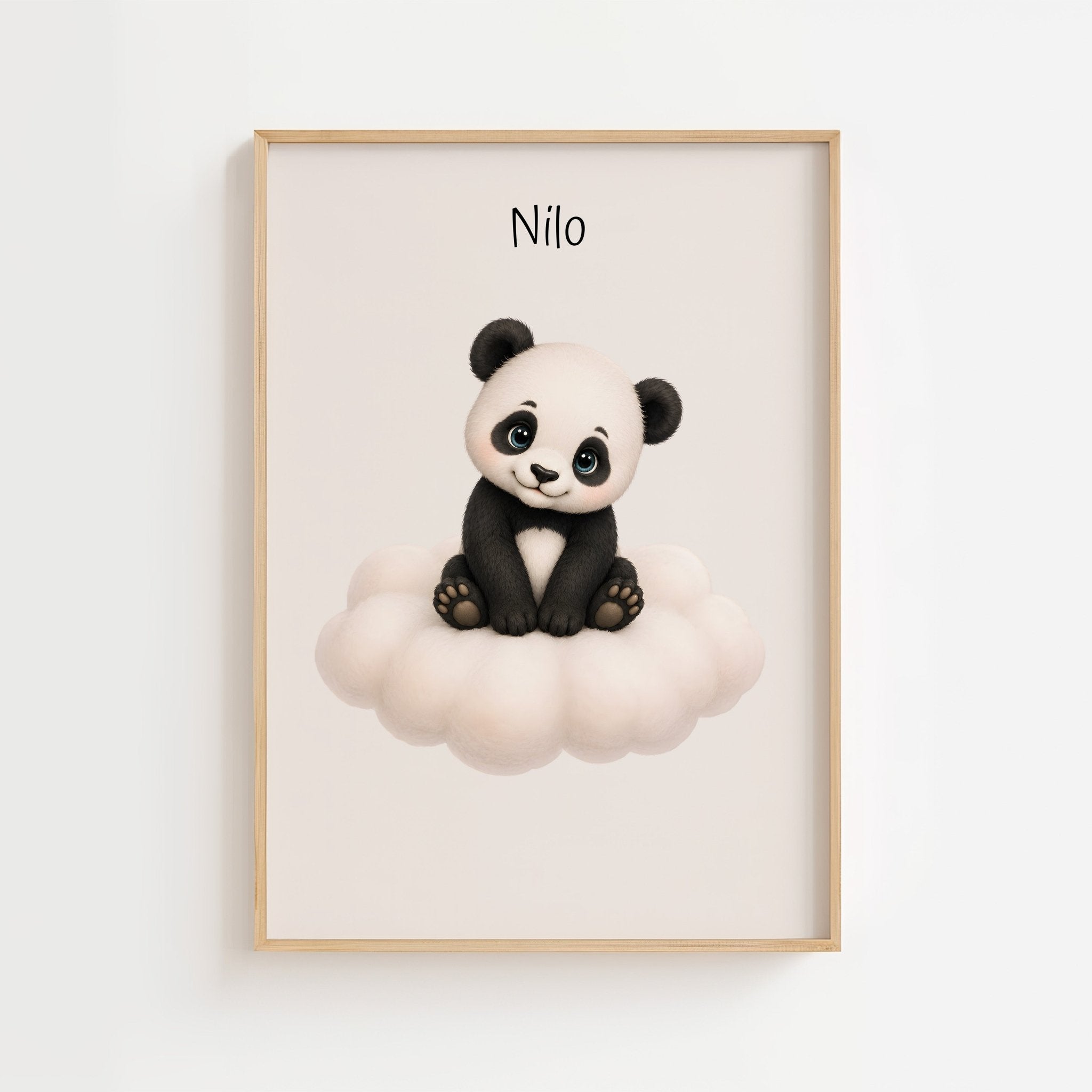 Panda på moln med namn poster