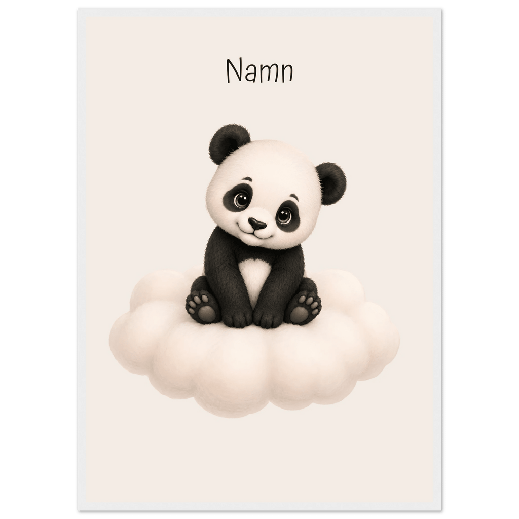 Panda på moln med namn poster
