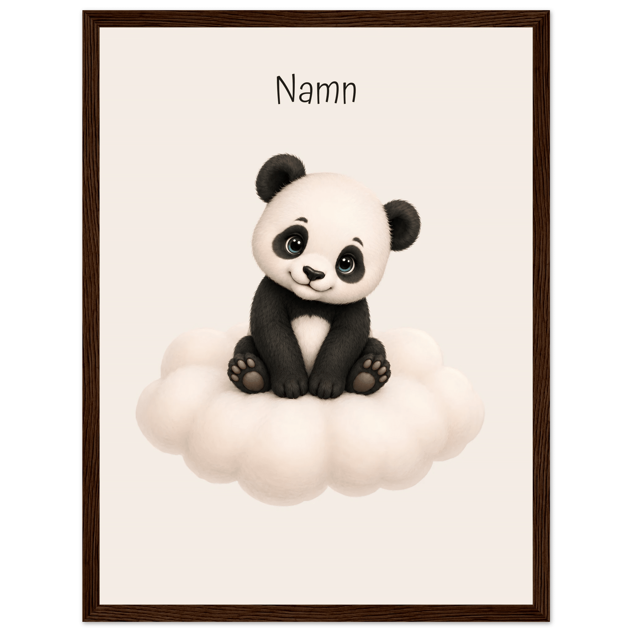 Panda på moln med namn poster