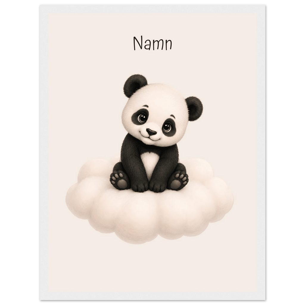 Panda på moln med namn poster