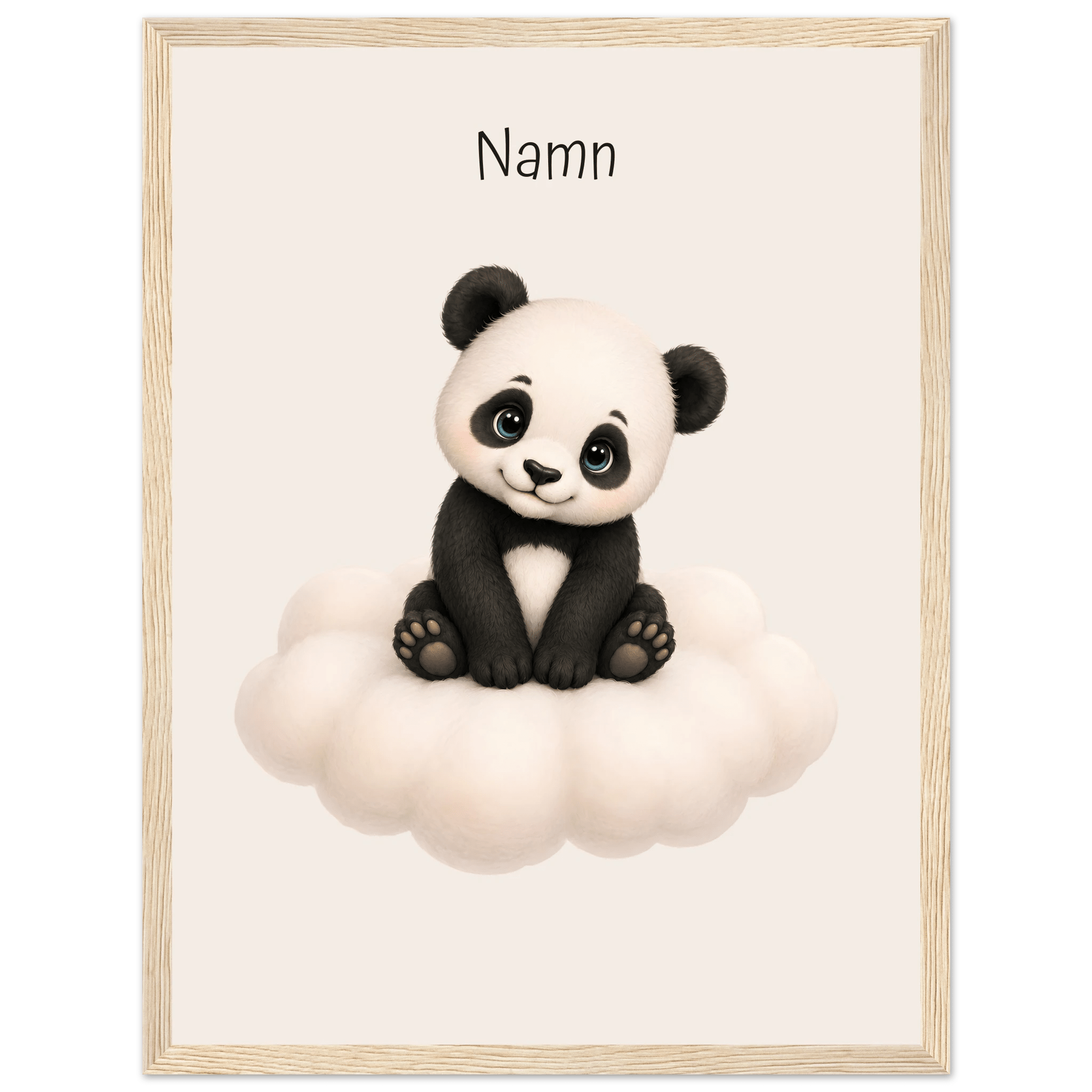 Panda på moln med namn poster