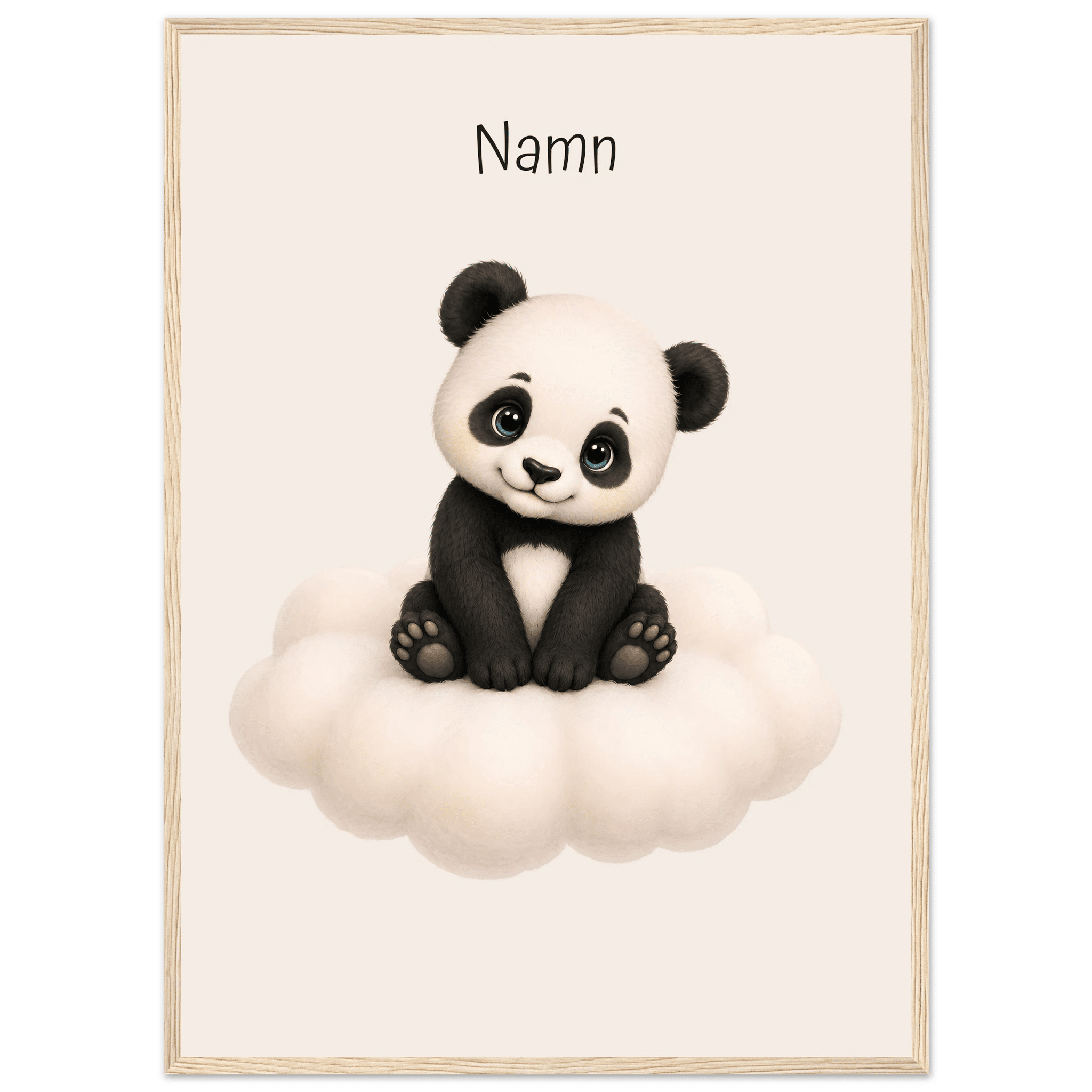 Panda på moln med namn poster