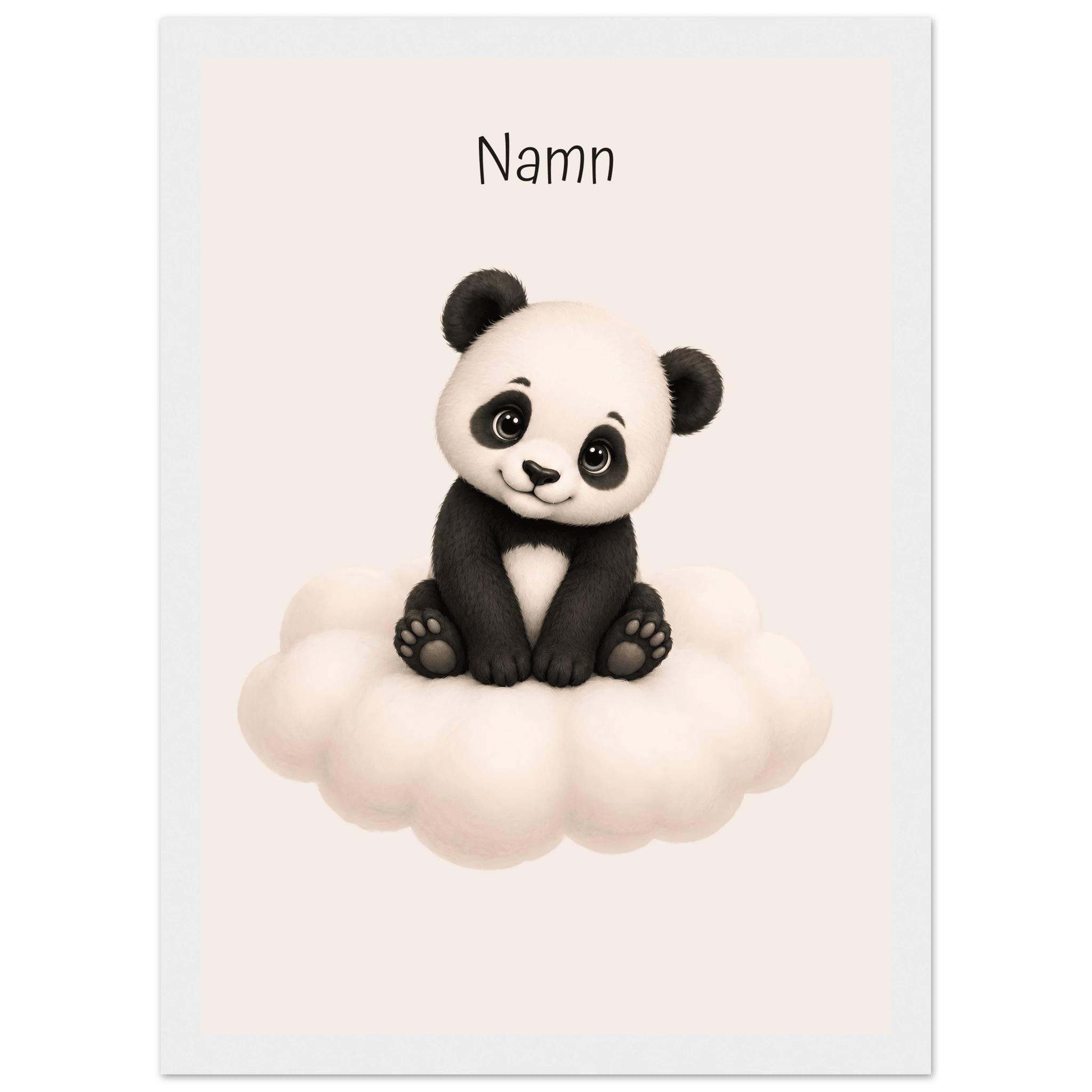Panda på moln med namn poster