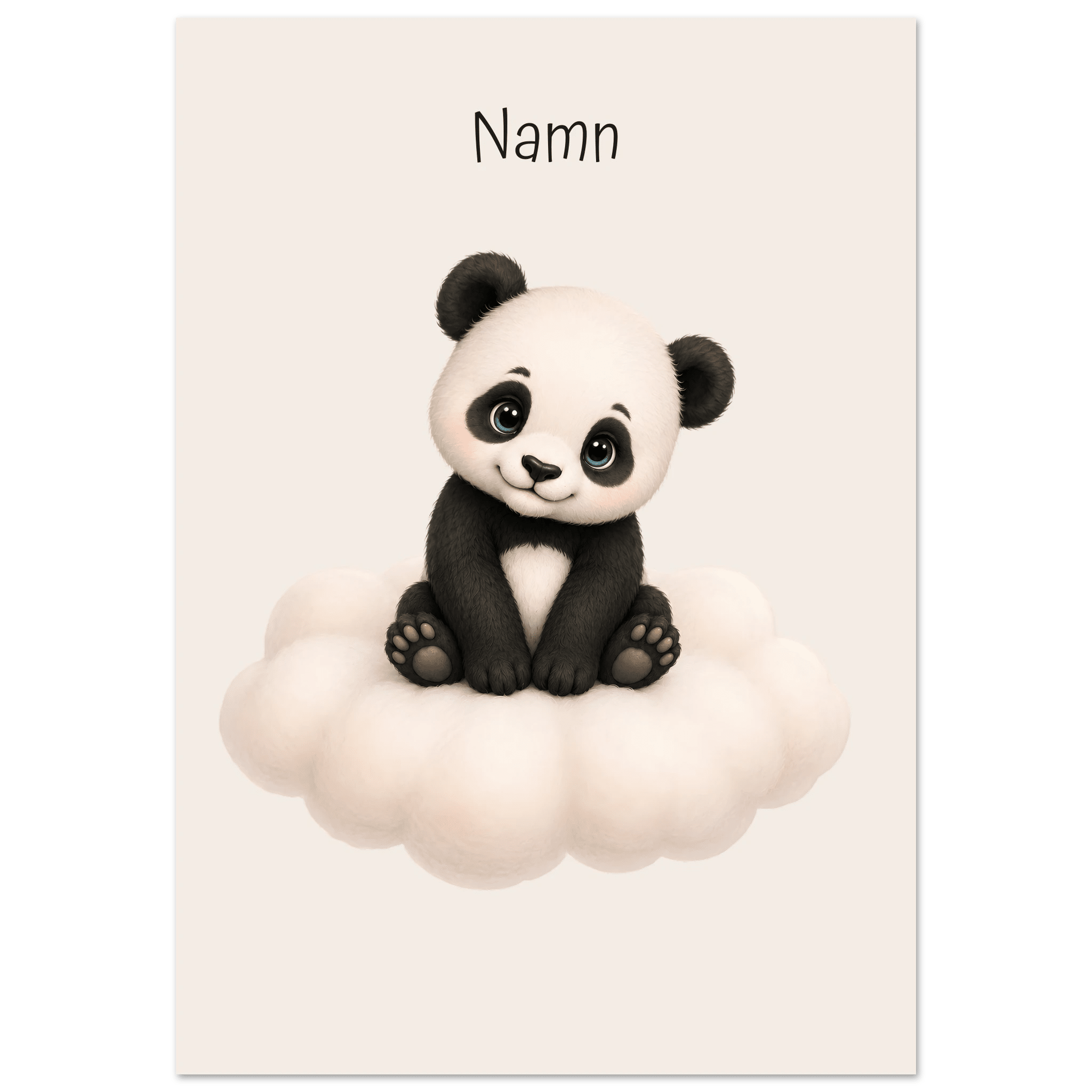 Panda på moln med namn poster