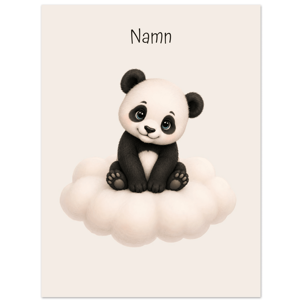 Panda på moln med namn poster