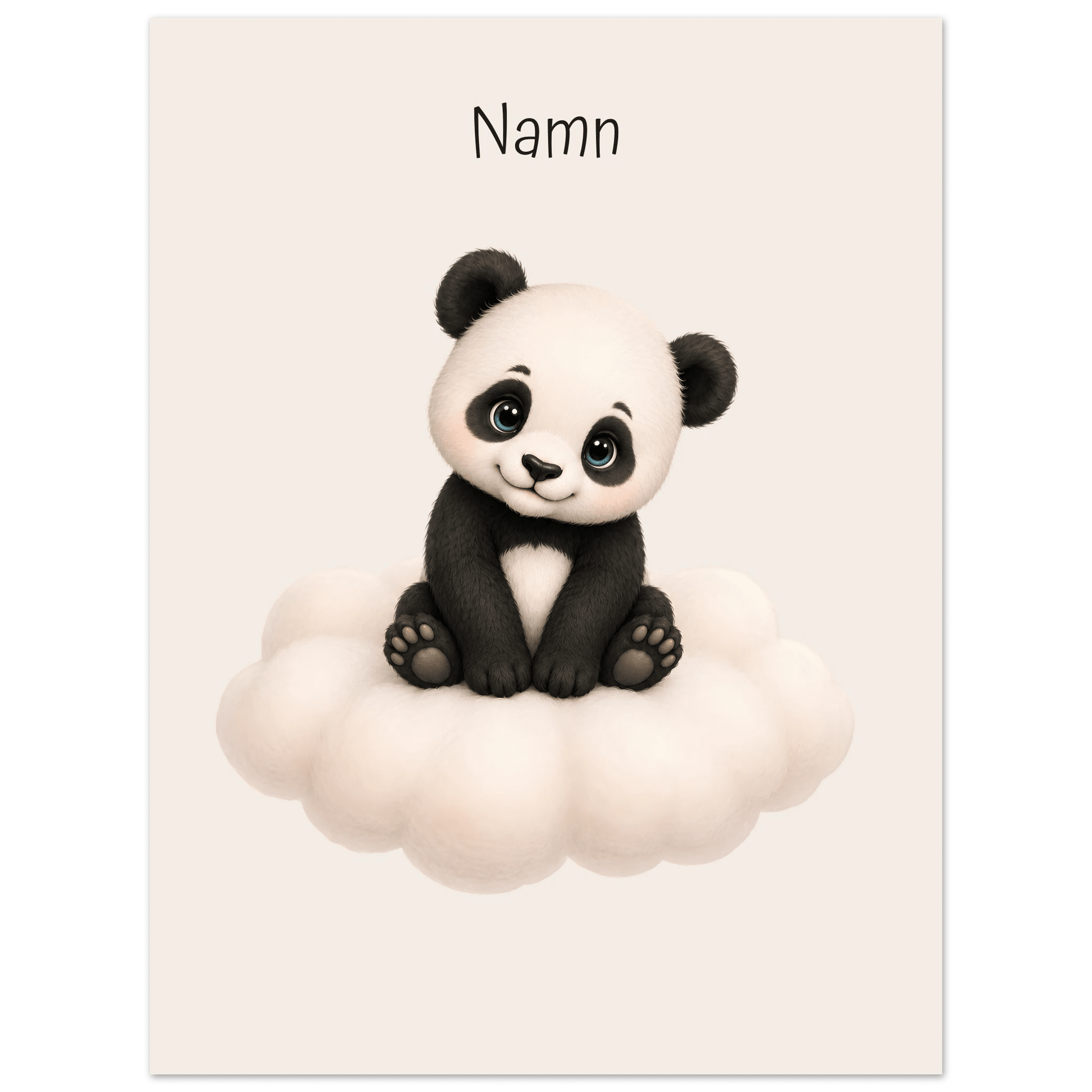 Panda på moln med namn poster