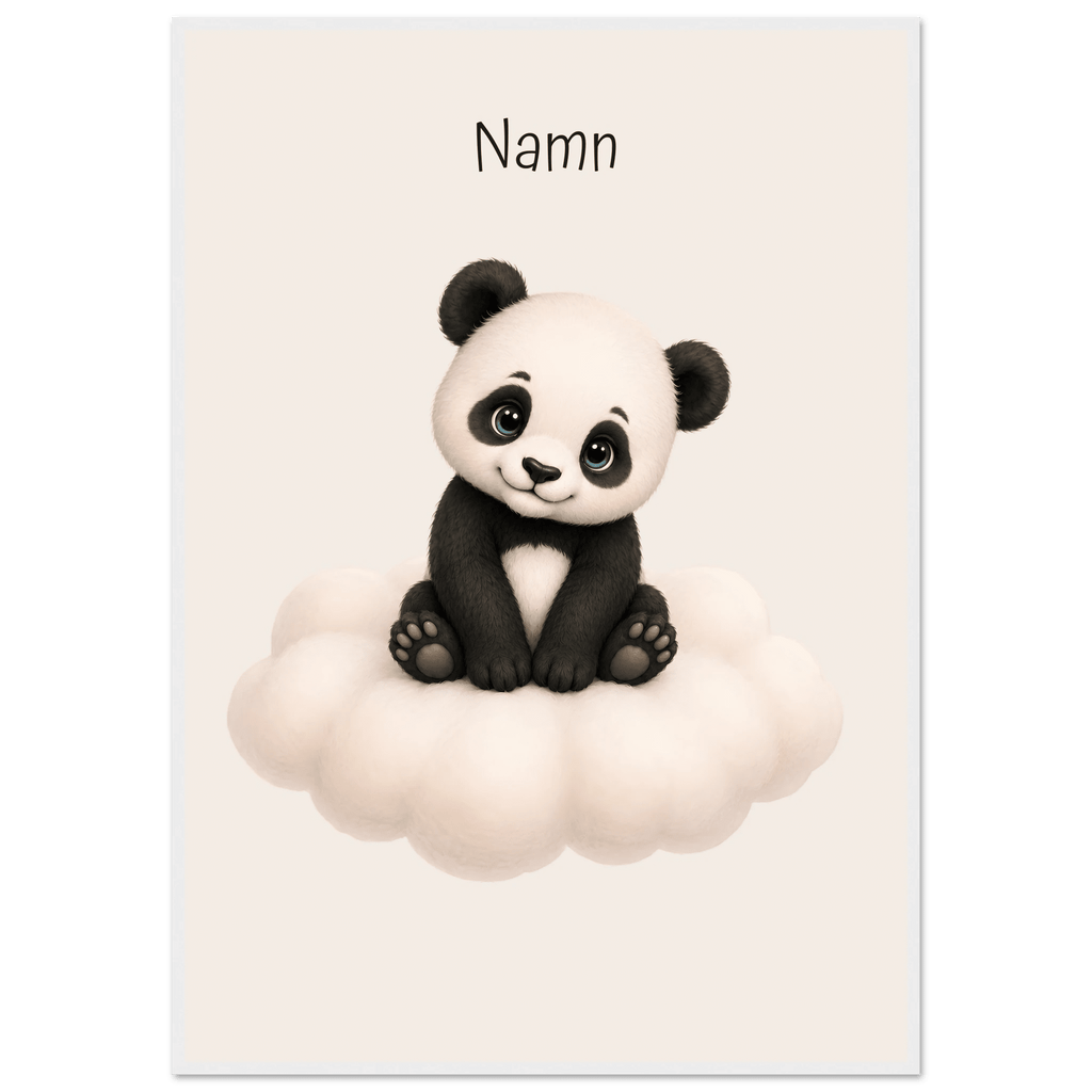 Panda på moln med namn poster