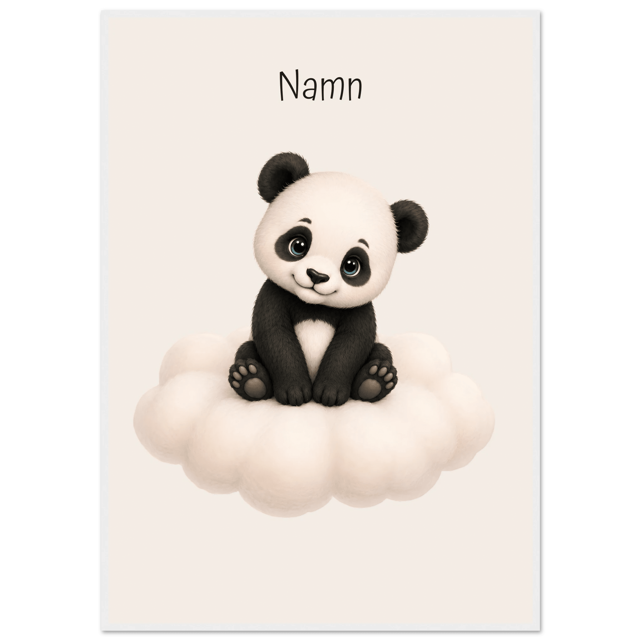 Panda på moln med namn poster