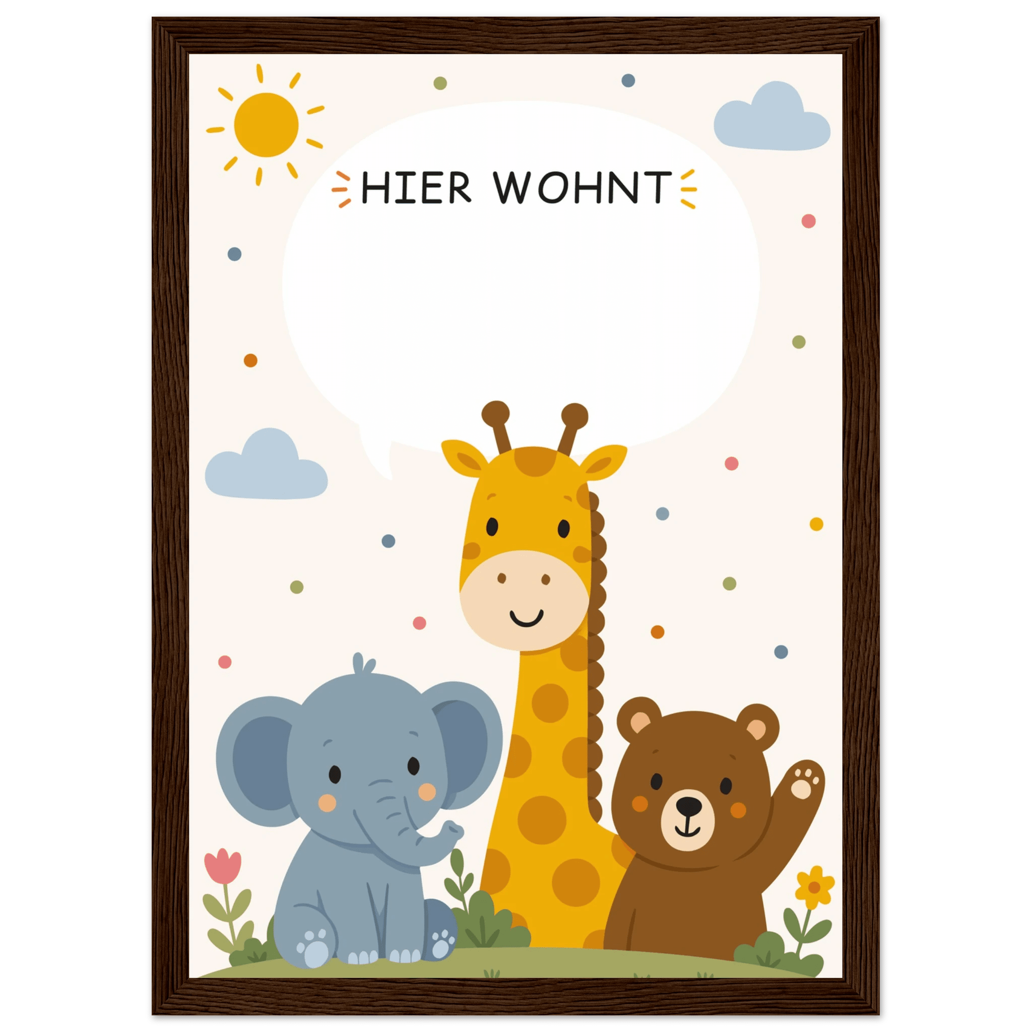 Personalisiertes Namensposter mit Tieren | Hier wohnt 💚 poster
