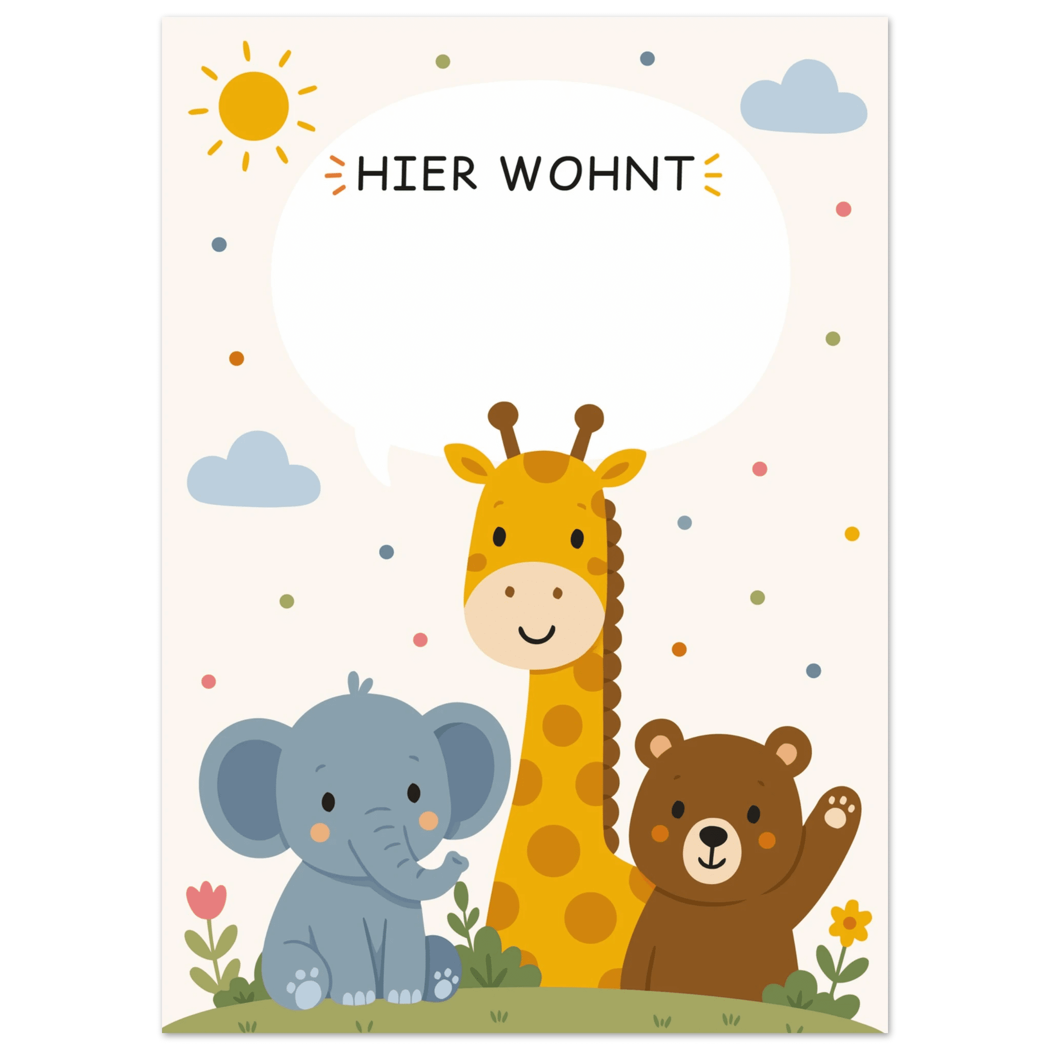 Personalisiertes Namensposter mit Tieren | Hier wohnt 💙 poster