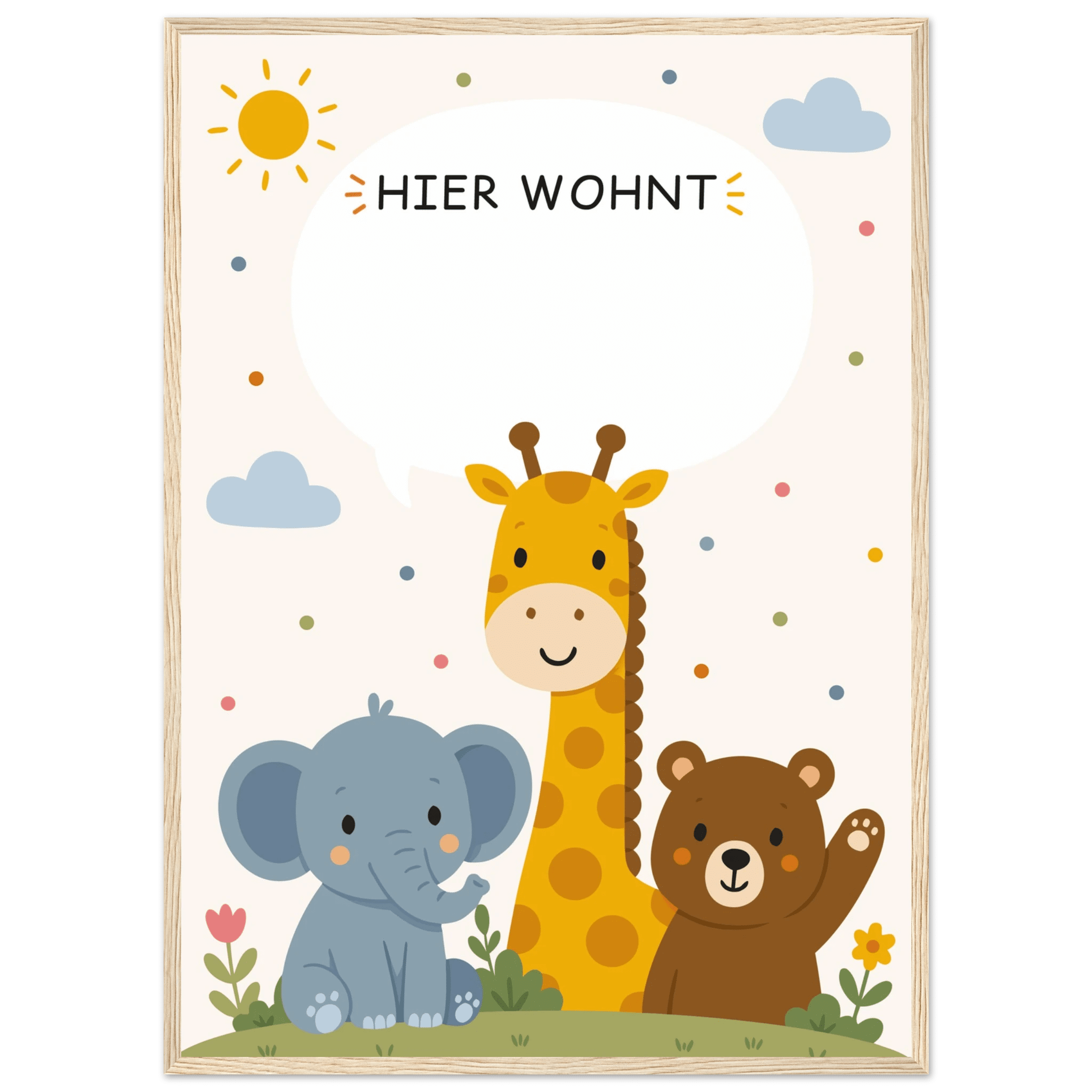 Personalisiertes Namensposter mit Tieren | Hier wohnt 🖤 poster