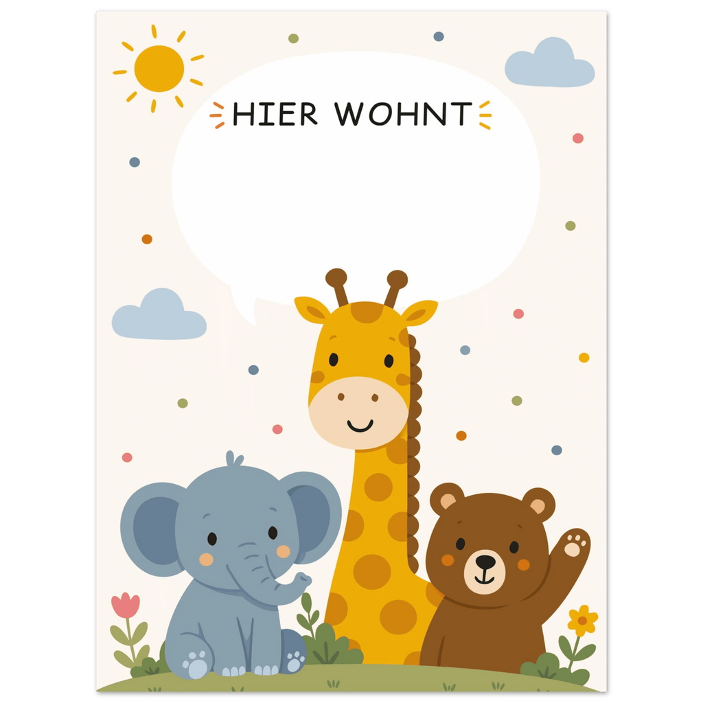 Personalisiertes Namensposter mit Tieren | Hier wohnt ❤️ poster
