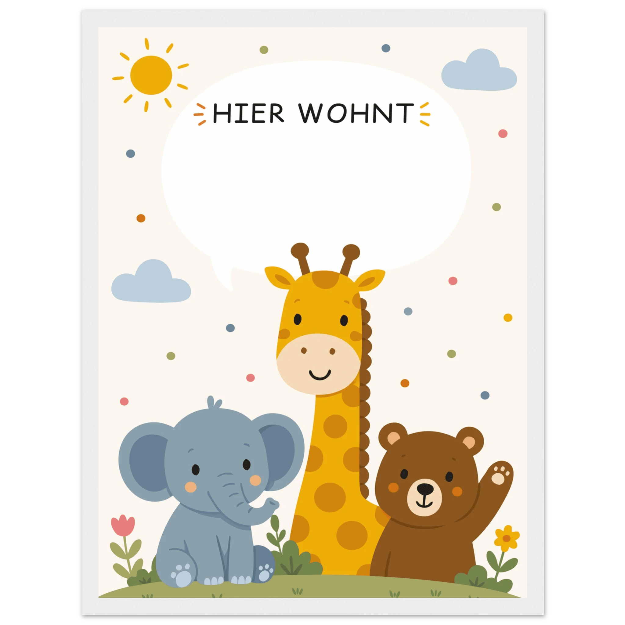 Personalisiertes Namensposter mit Tieren | Hier wohnt ❤️ poster
