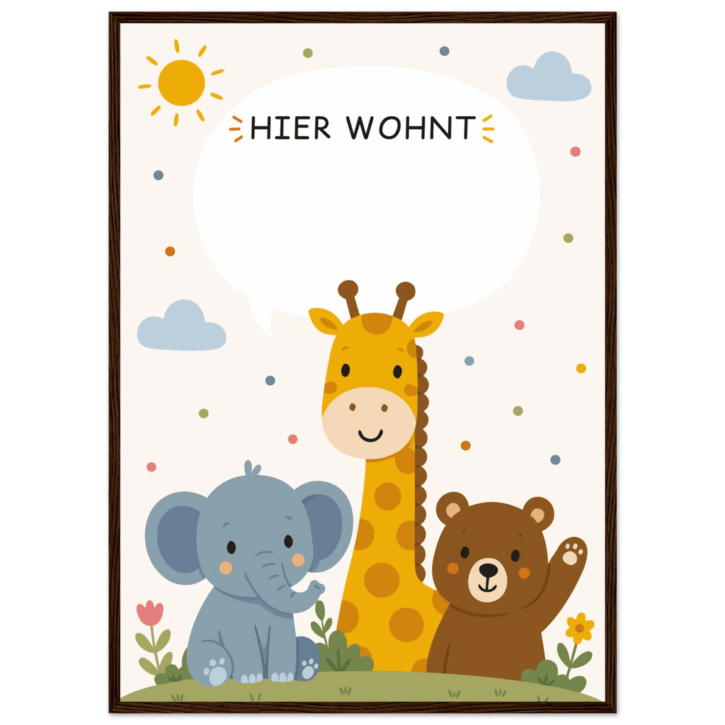 Personalisiertes Namensposter mit Tieren | Hier wohnt 💙 poster