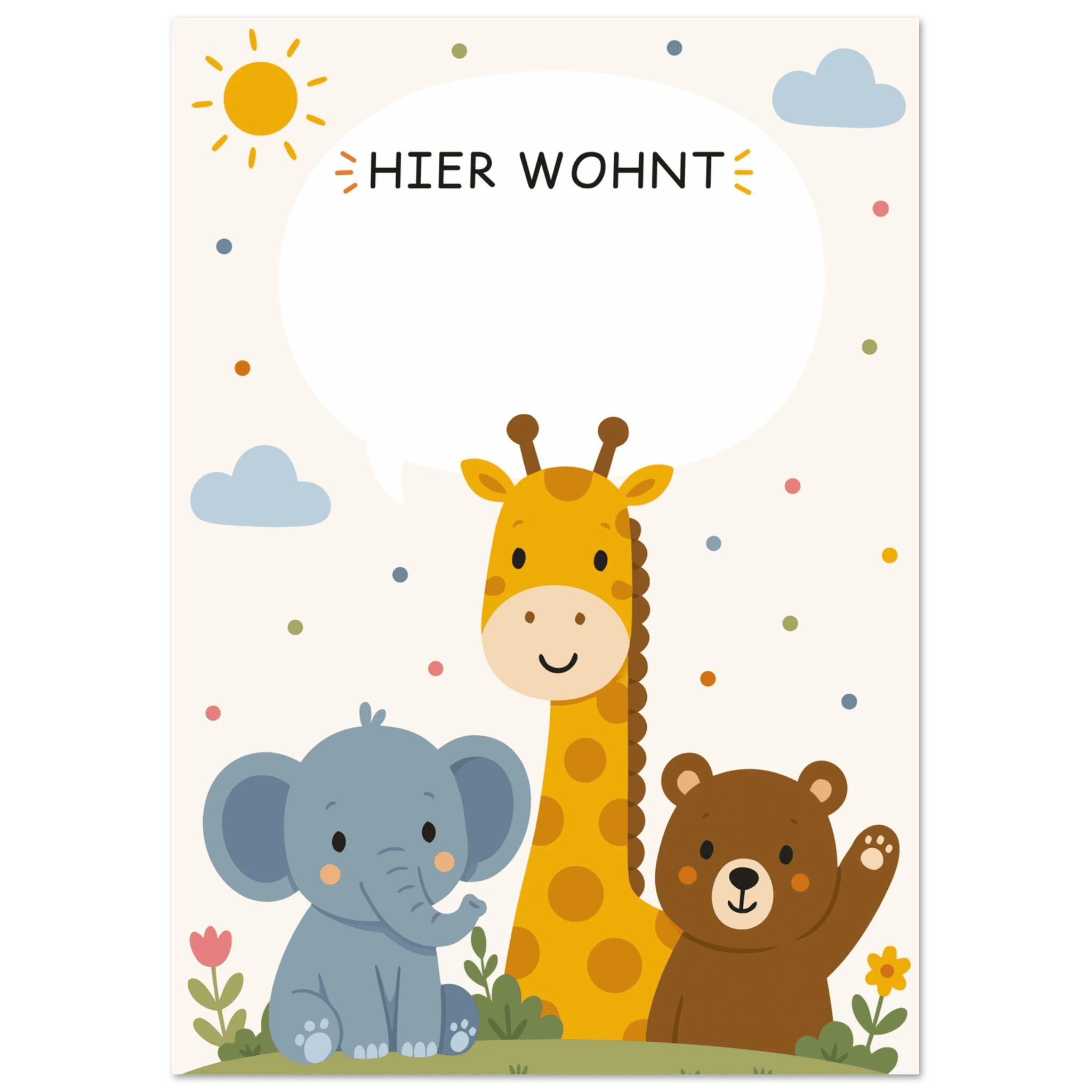 Personalisiertes Namensposter mit Tieren | Hier wohnt ❤️ poster