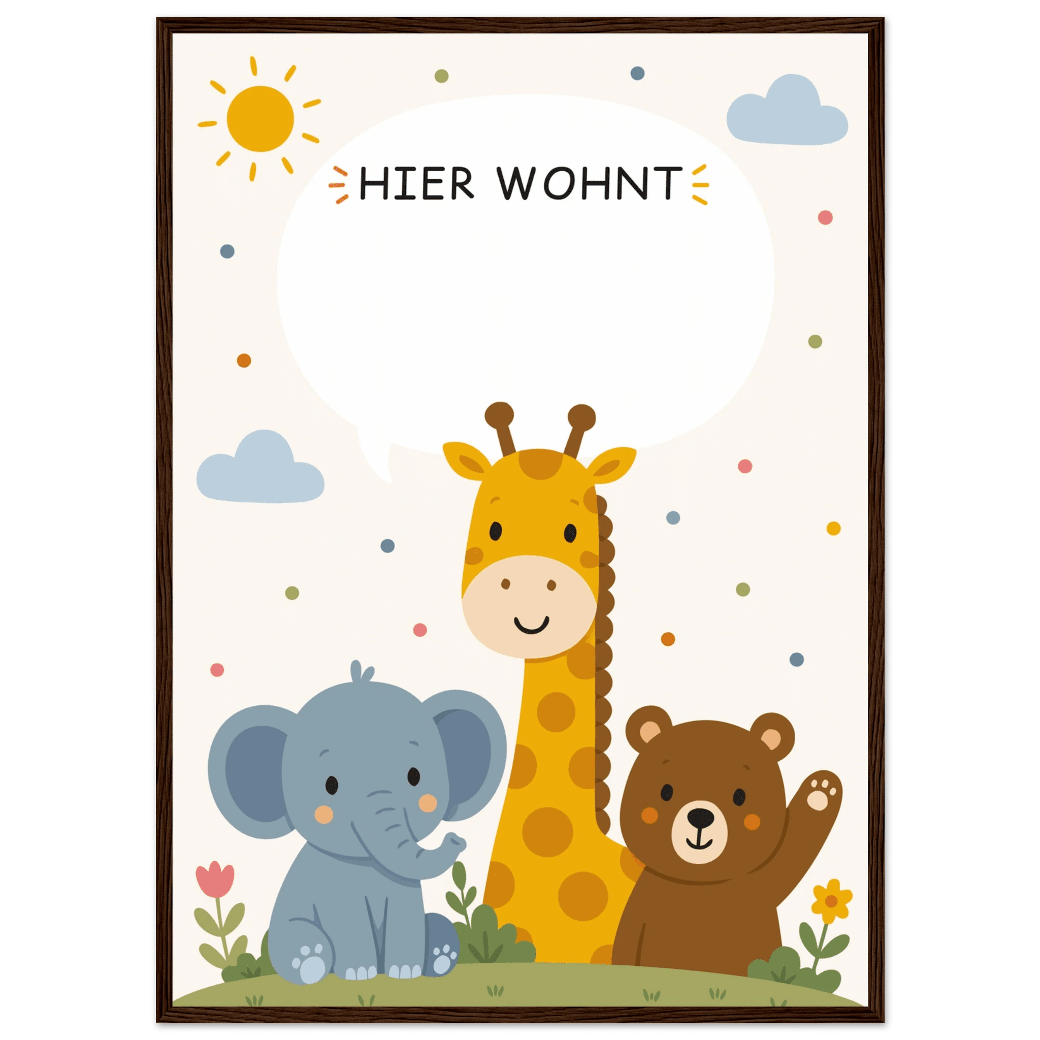 Personalisiertes Namensposter mit Tieren | Hier wohnt 🖤 poster