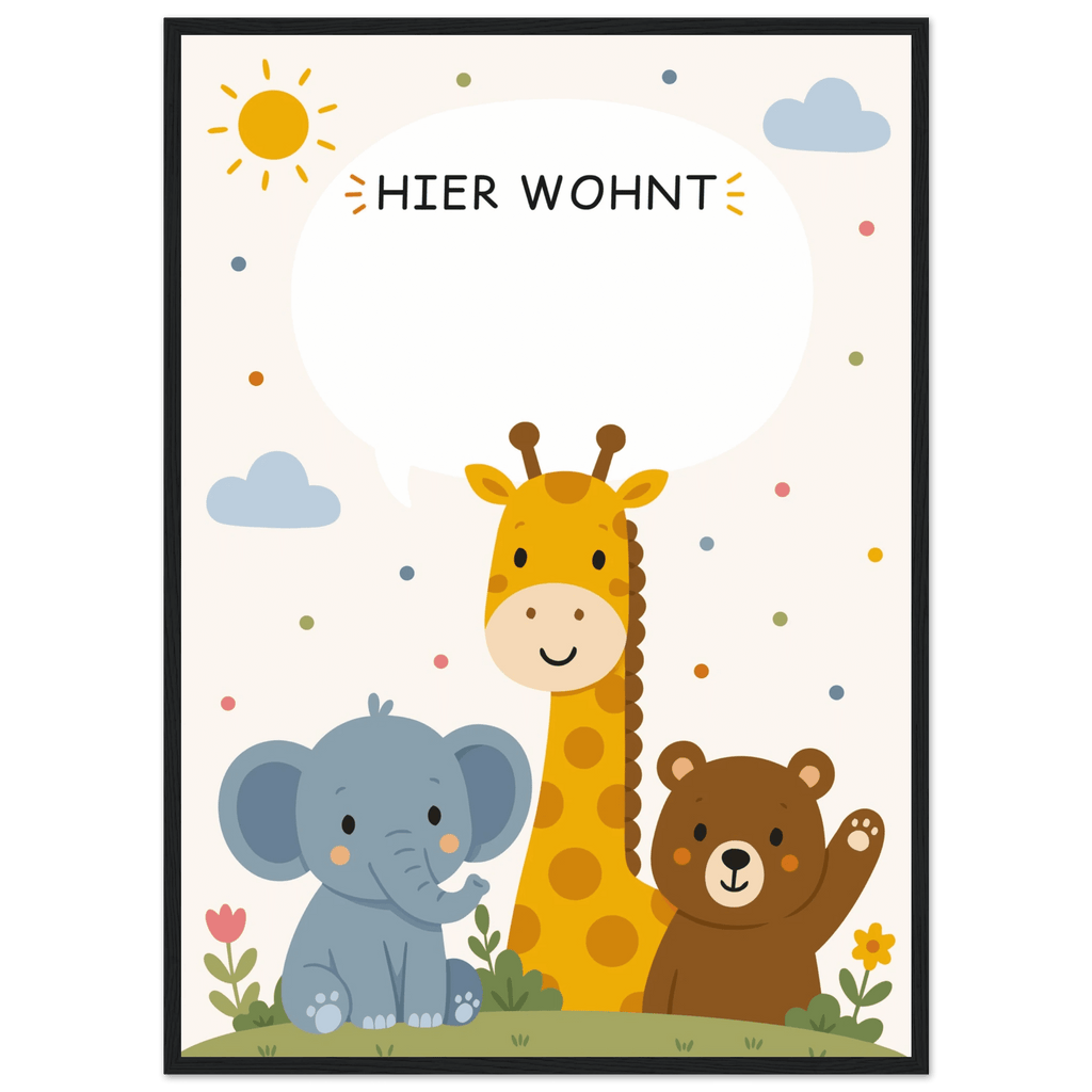 Personalisiertes Namensposter mit Tieren | Hier wohnt 🖤 poster