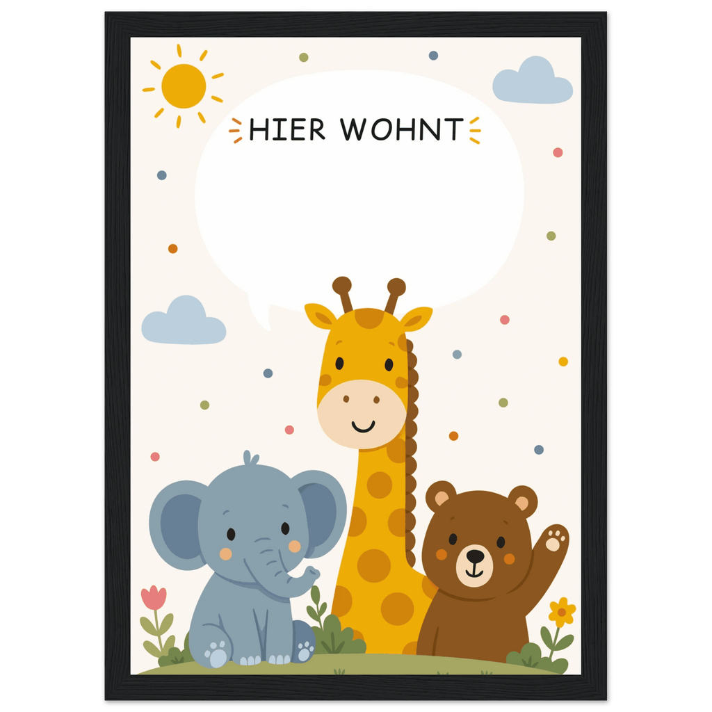 Personalisiertes Namensposter mit Tieren | Hier wohnt 💙 poster