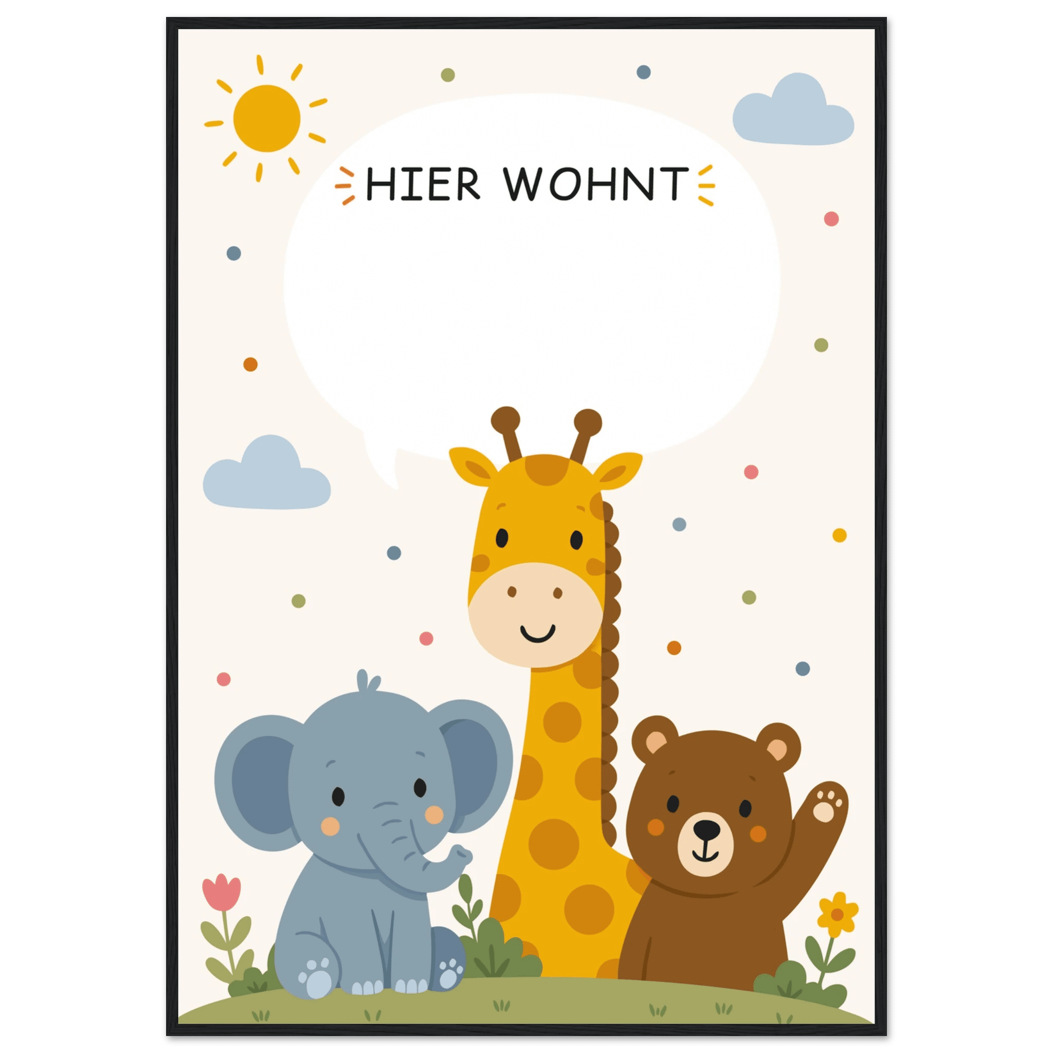 Personalisiertes Namensposter mit Tieren | Hier wohnt 💙 poster
