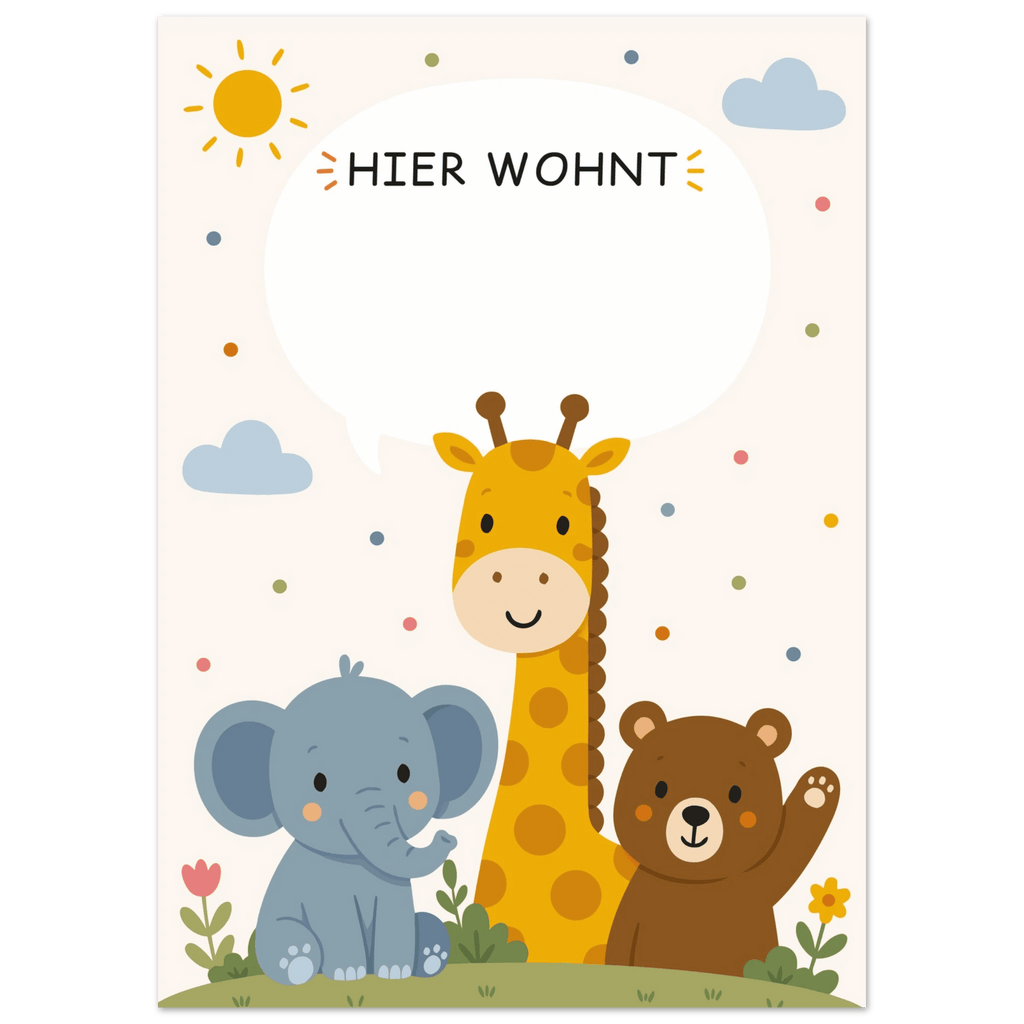 Personalisiertes Namensposter mit Tieren | Hier wohnt ❤️ poster