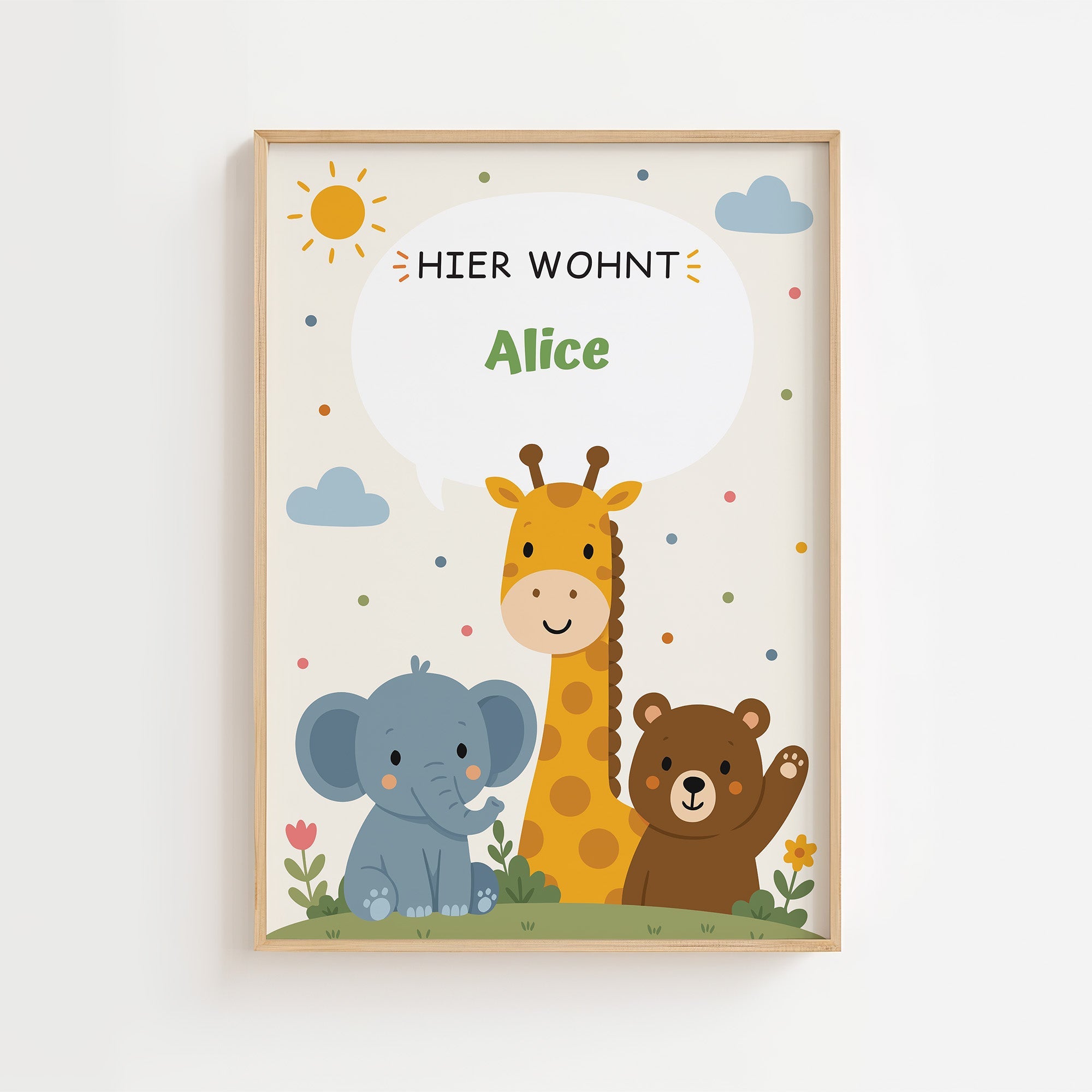 Personalisiertes Namensposter mit Tieren | Hier wohnt 💚 poster