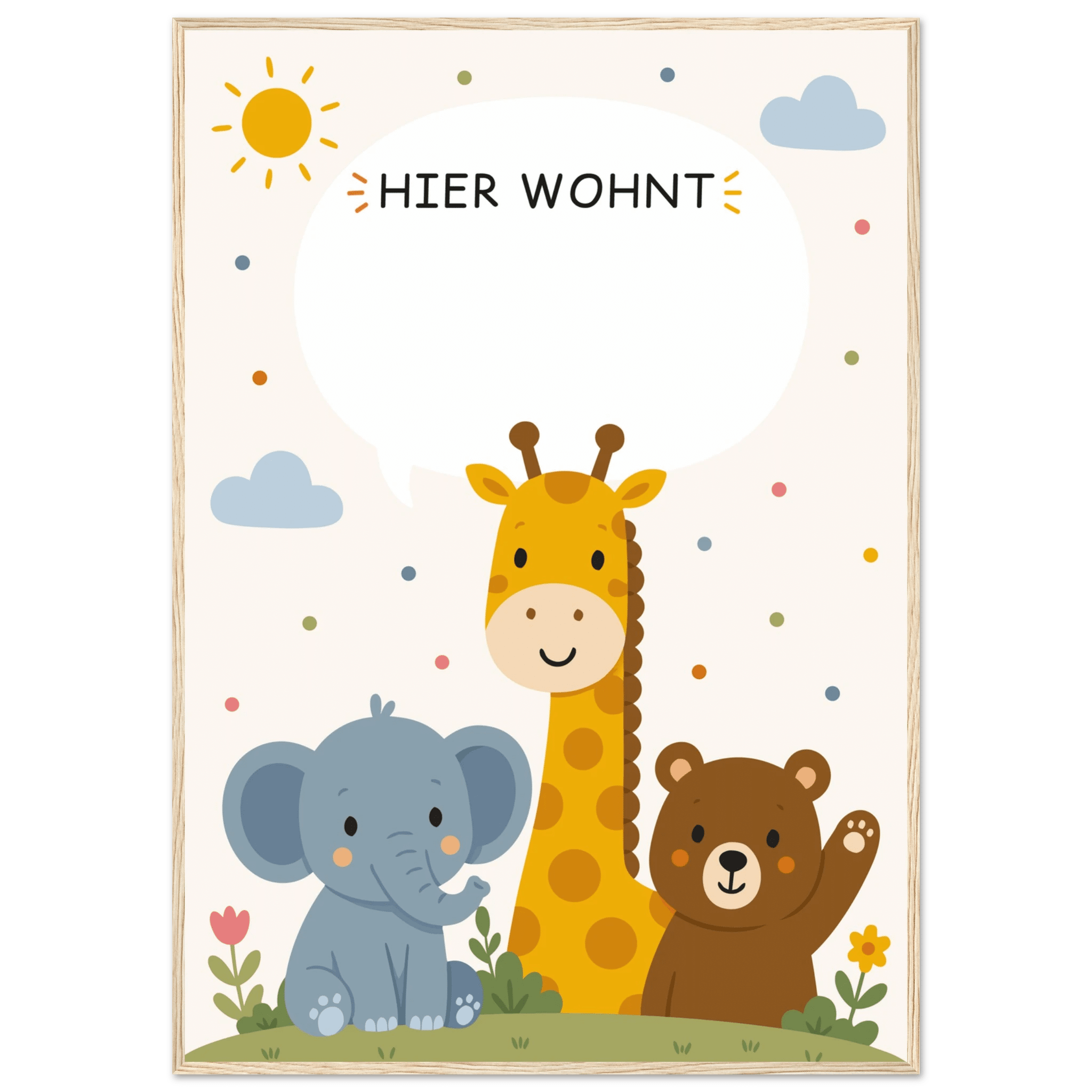 Personalisiertes Namensposter mit Tieren | Hier wohnt 🖤 poster