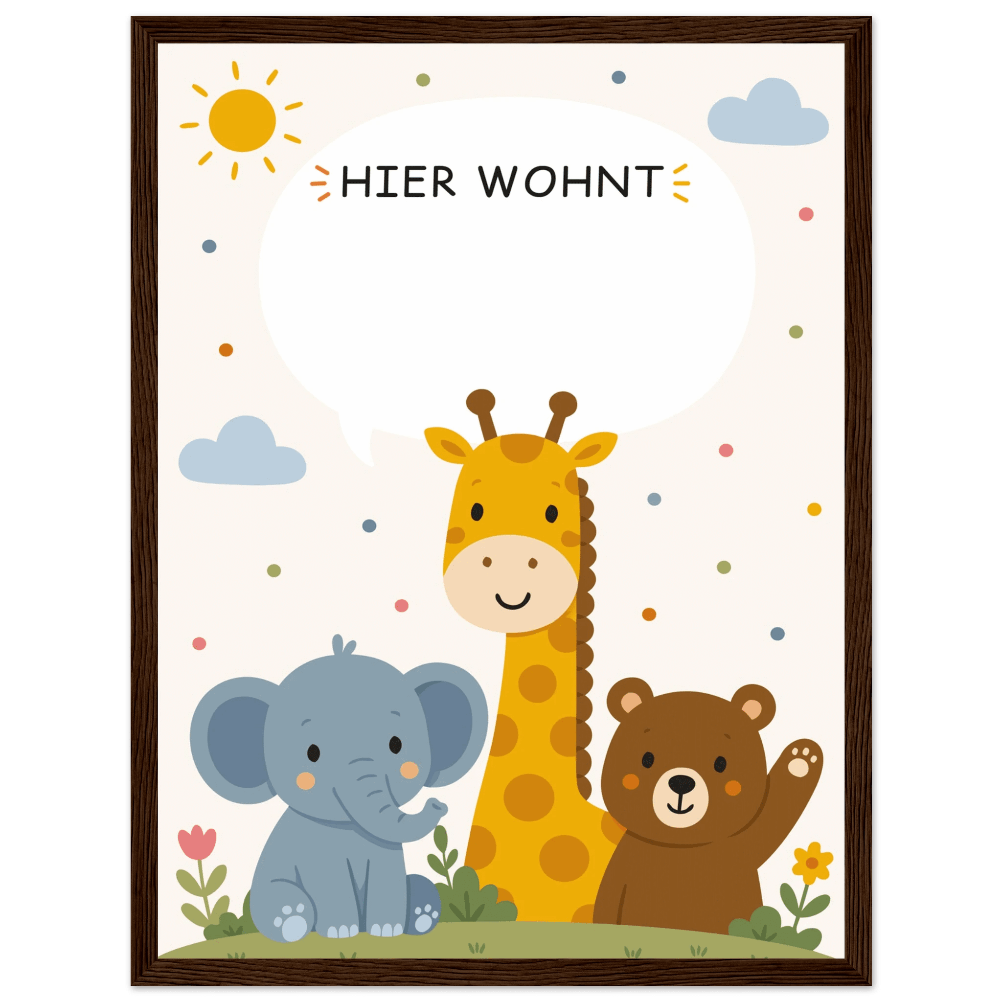 Personalisiertes Namensposter mit Tieren | Hier wohnt 💚 poster