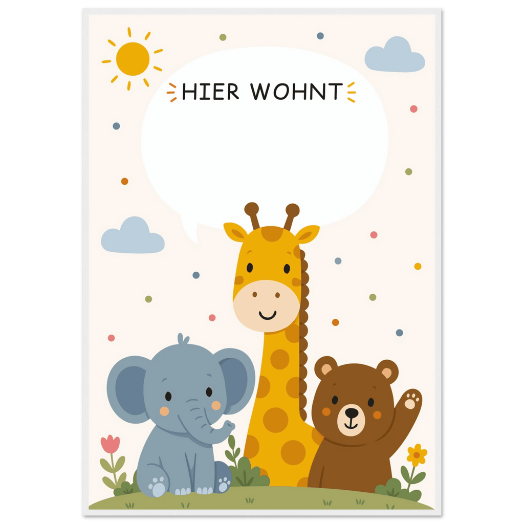 Personalisiertes Namensposter mit Tieren | Hier wohnt 💙 poster
