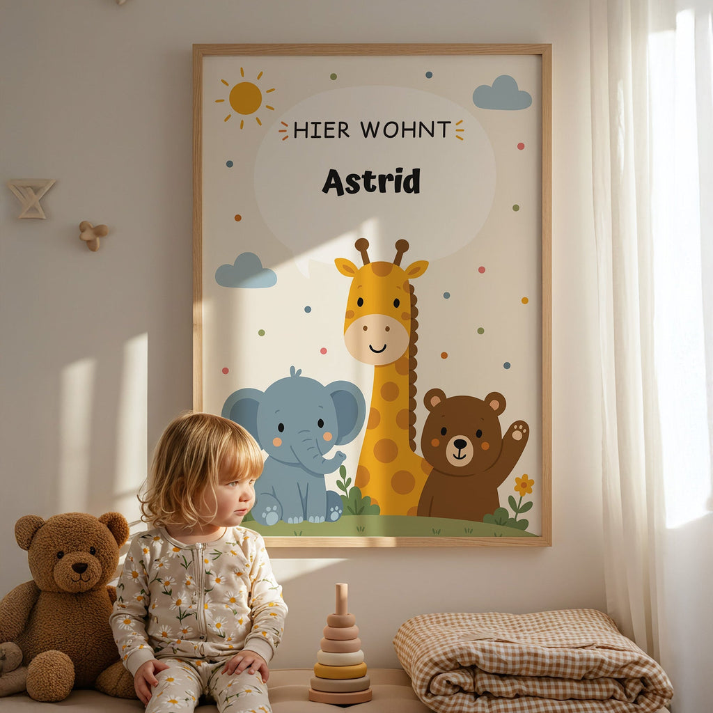 Personalisiertes Namensposter mit Tieren | Hier wohnt 🖤 poster