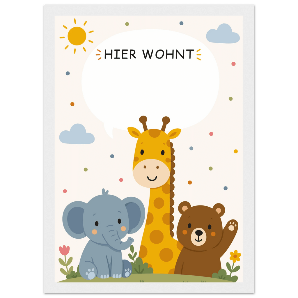 Personalisiertes Namensposter mit Tieren | Hier wohnt 💙 poster