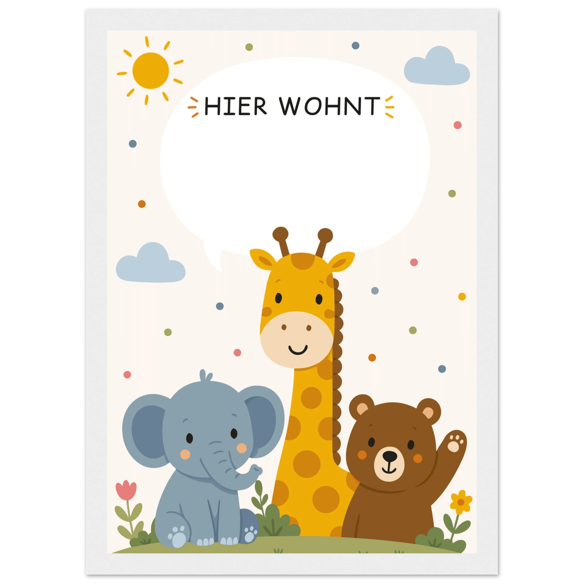 Personalisiertes Namensposter mit Tieren | Hier wohnt 💚 poster