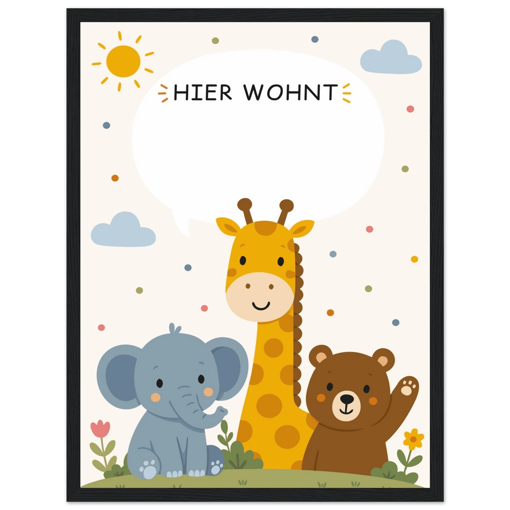 Personalisiertes Namensposter mit Tieren | Hier wohnt 💙 poster