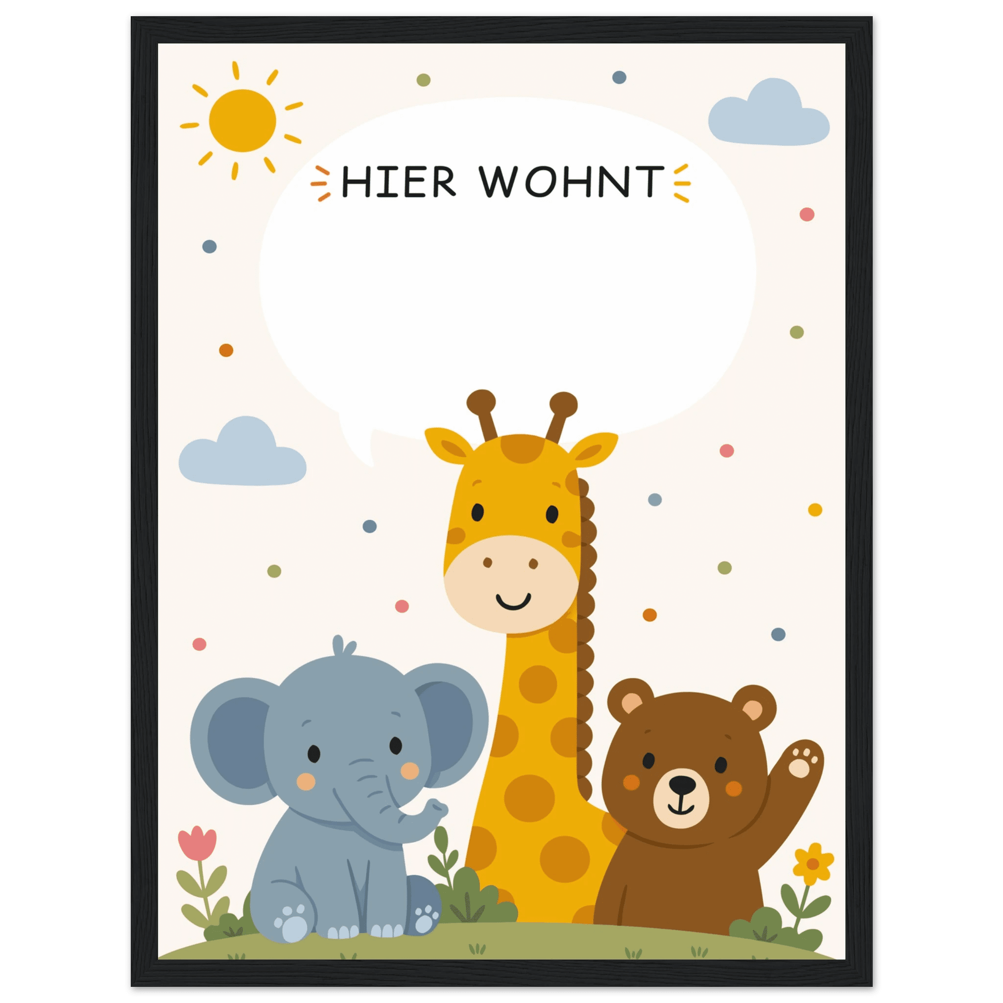 Personalisiertes Namensposter mit Tieren | Hier wohnt 💙 poster
