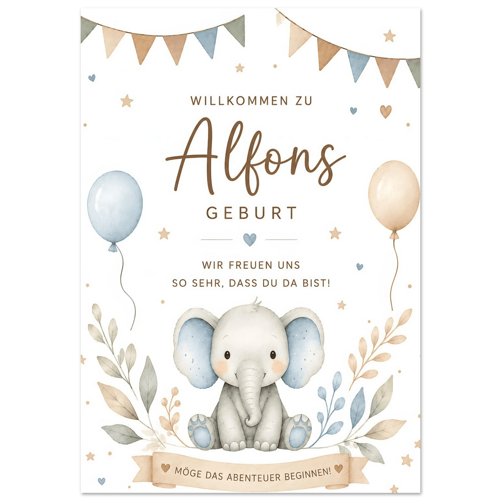 Personalisiertes Willkommensschild für Geburtstag, Taufe & Babyparty poster