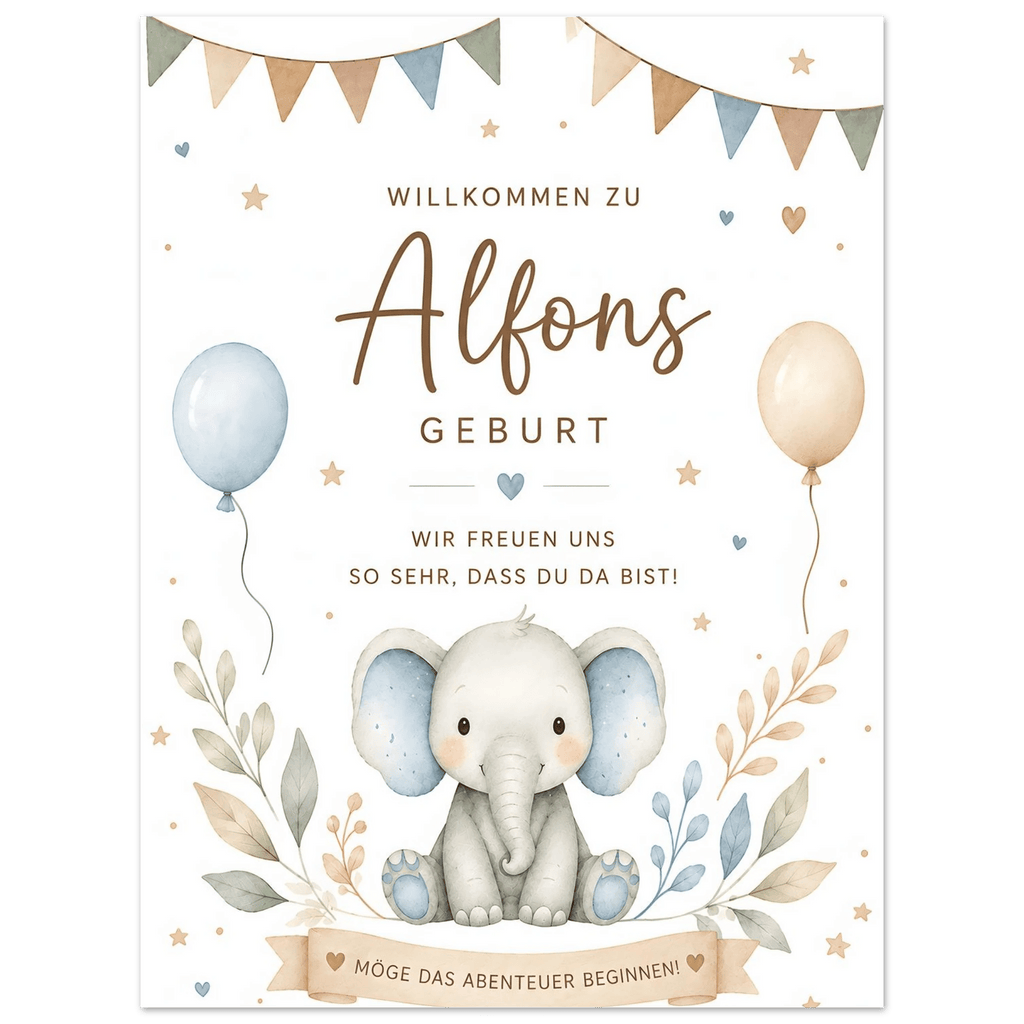Personalisiertes Willkommensschild für Geburtstag, Taufe & Babyparty poster
