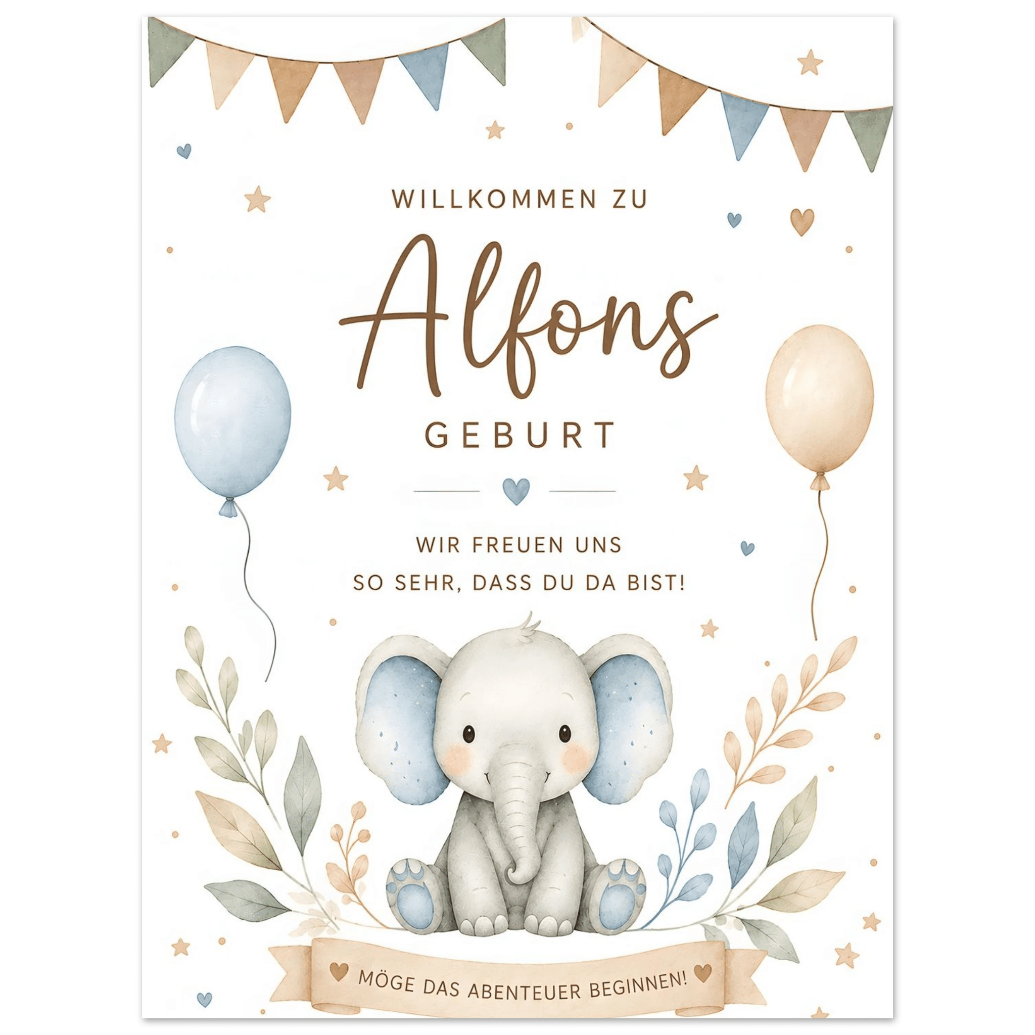Personalisiertes Willkommensschild für Geburtstag, Taufe & Babyparty poster
