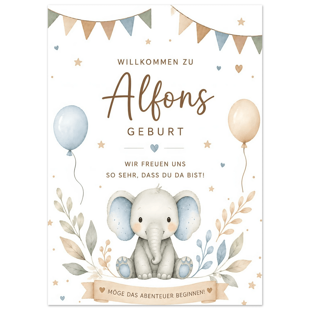 Personalisiertes Willkommensschild für Geburtstag, Taufe & Babyparty poster