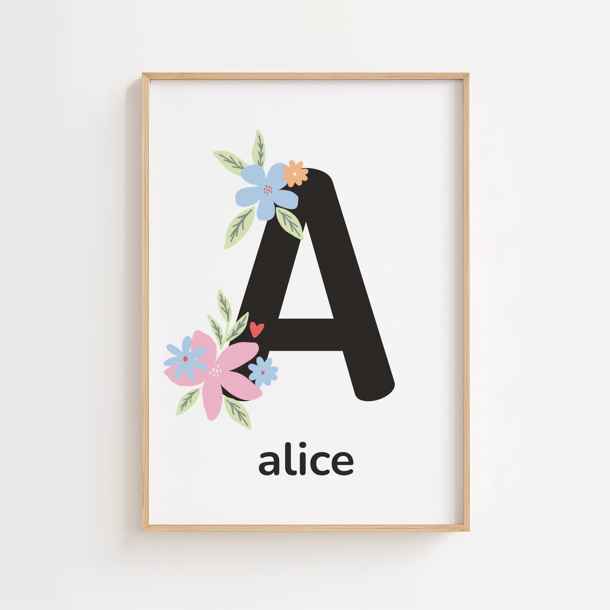 Personlig bokstavsposter med namn och blommor poster