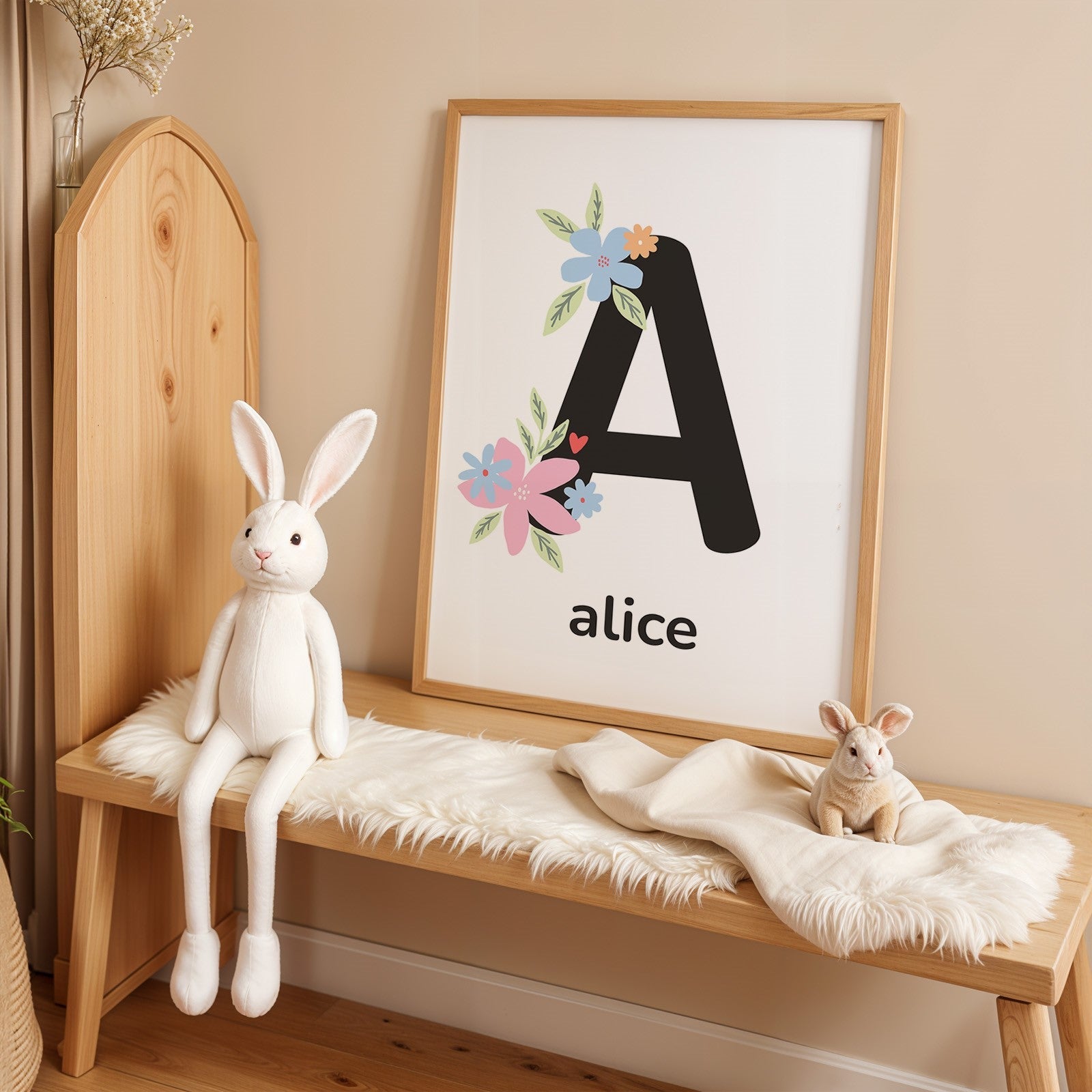 Personlig bokstavsposter med namn och blommor poster