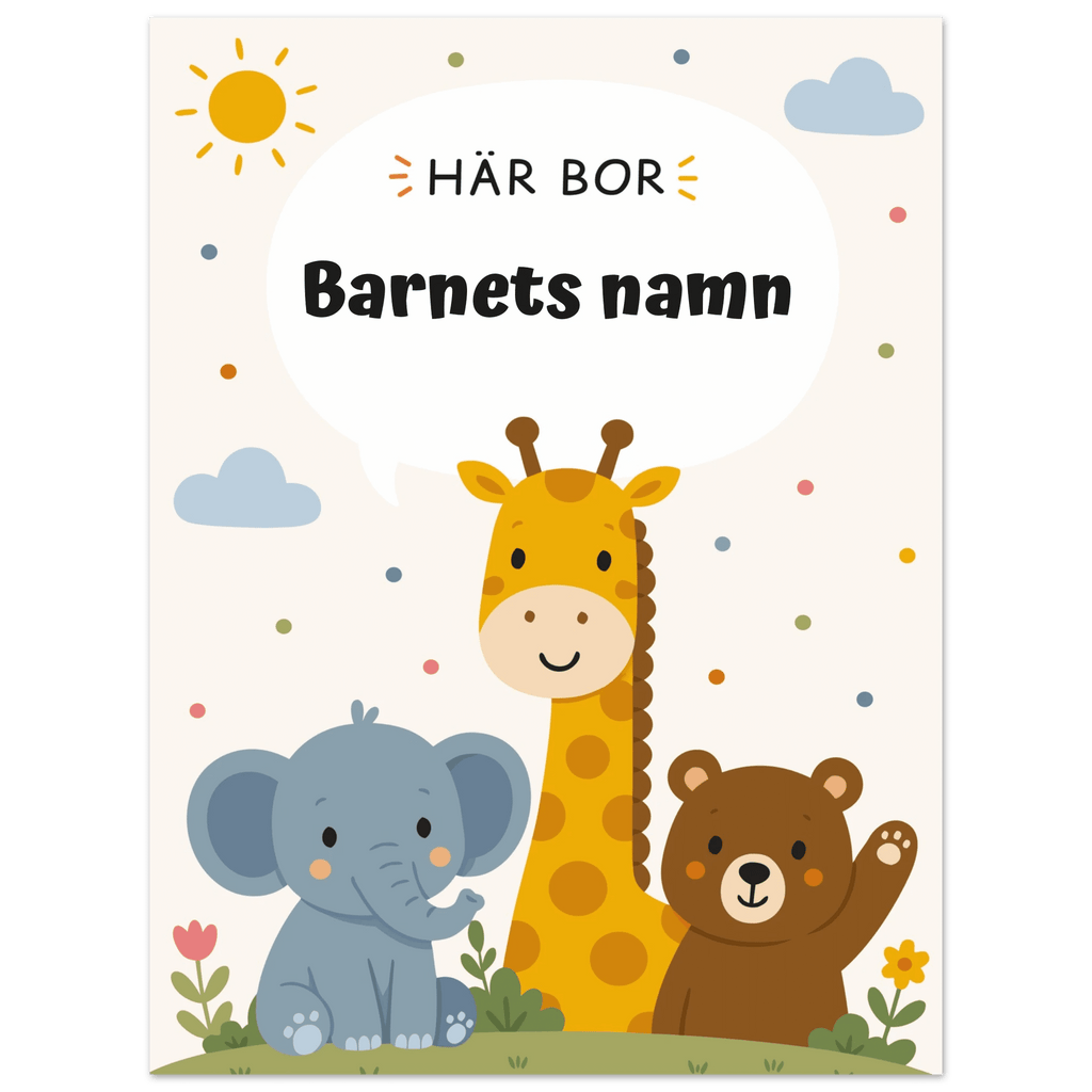 Personlig namnposter för barnrum | Här bor poster