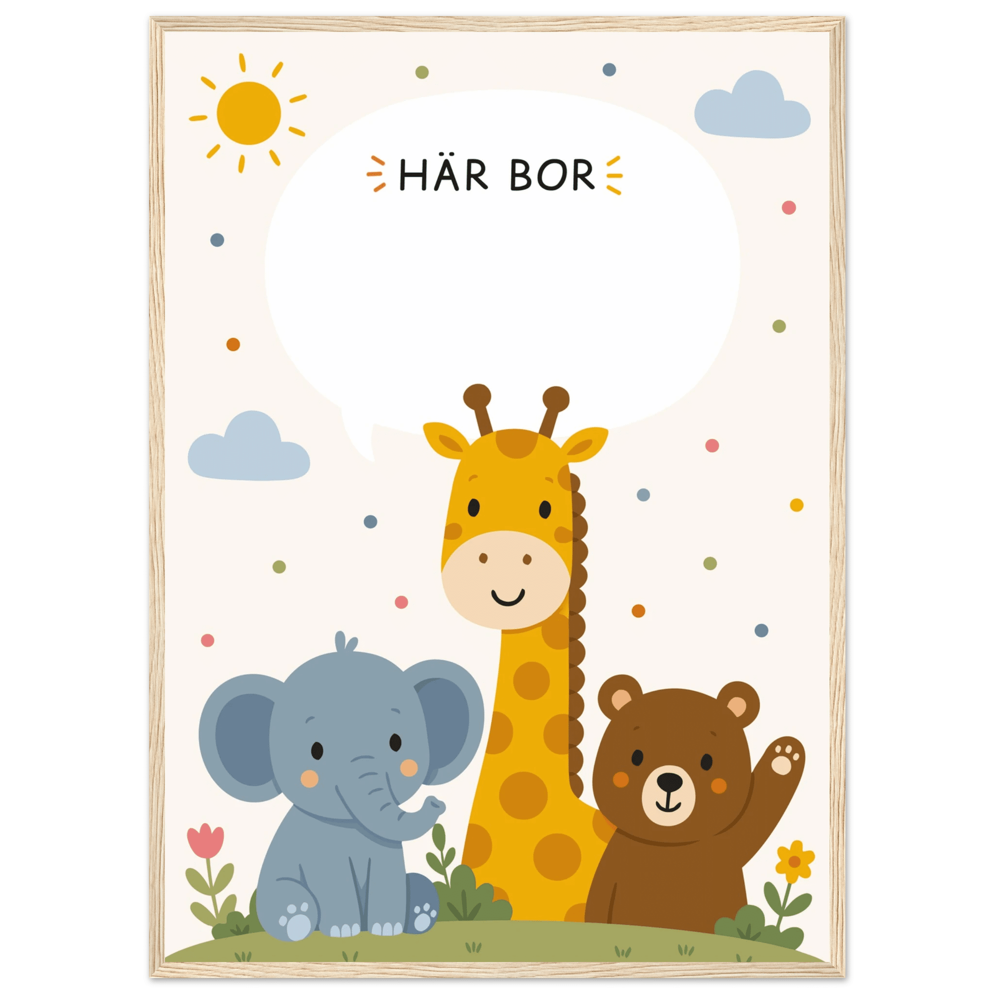 Personlig namnposter med djur | Här bor 🖤 poster