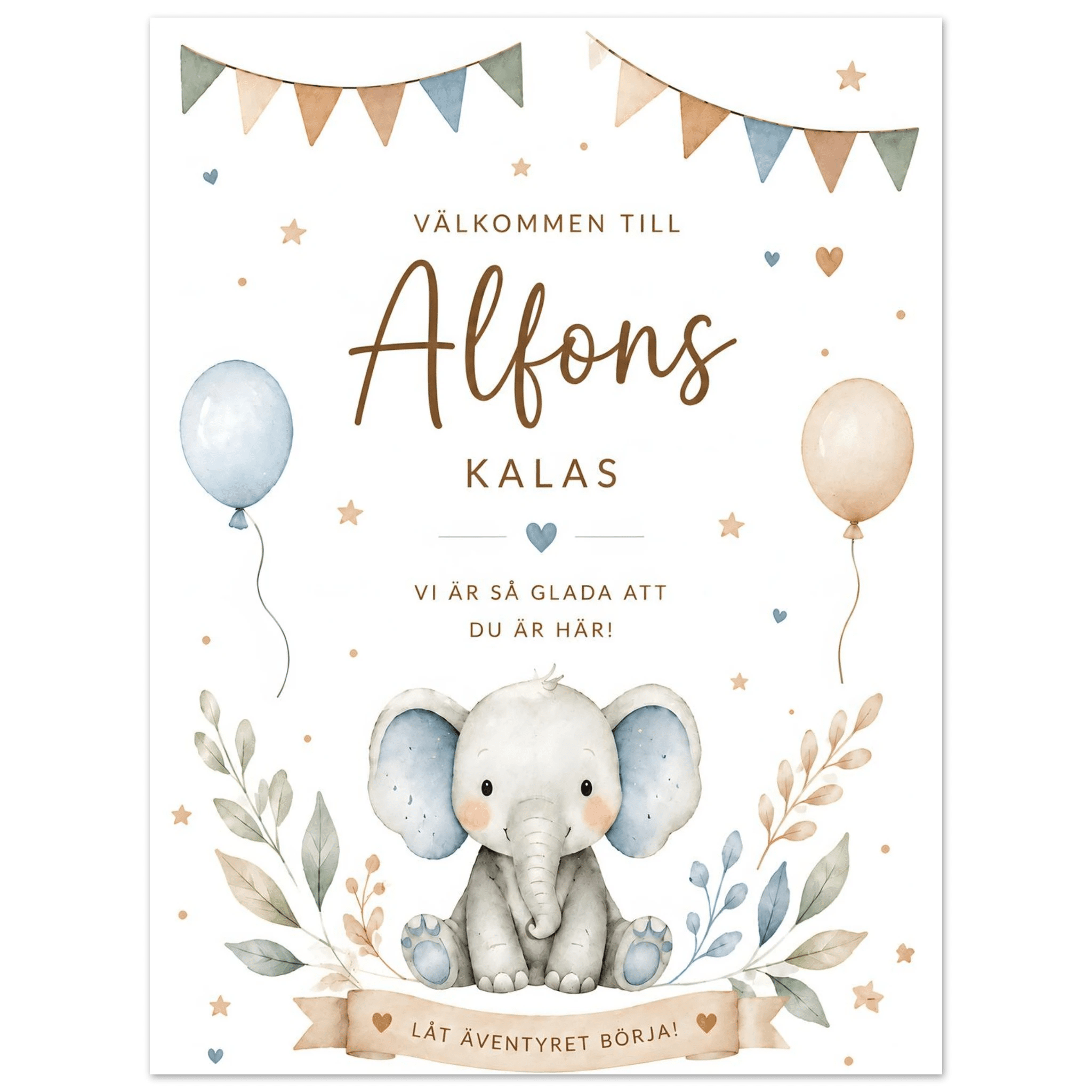 Personlig välkomstskylt till kalas, dop & babyshower poster