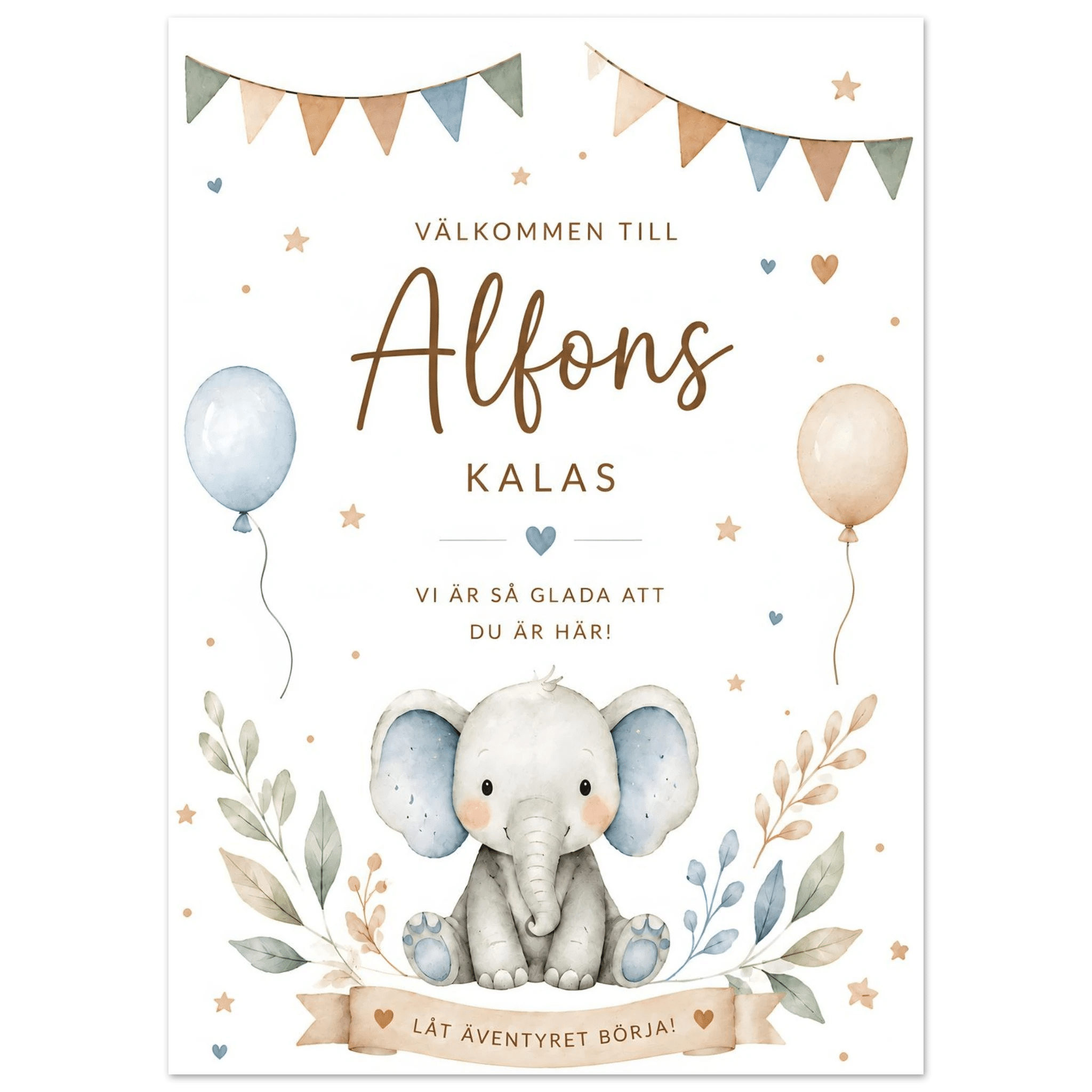 Personlig välkomstskylt till kalas, dop & babyshower poster