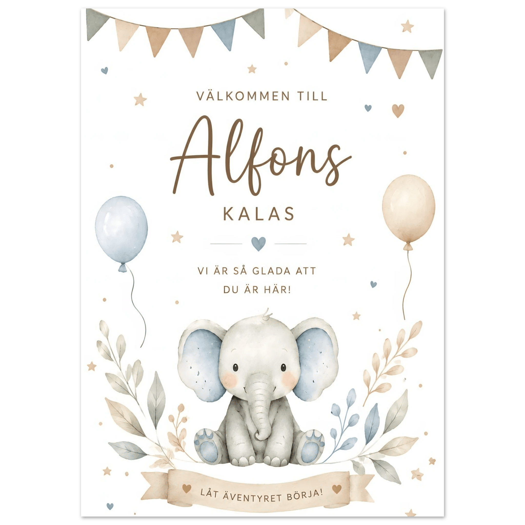 Personlig välkomstskylt till kalas, dop & babyshower på PVC-skiva poster