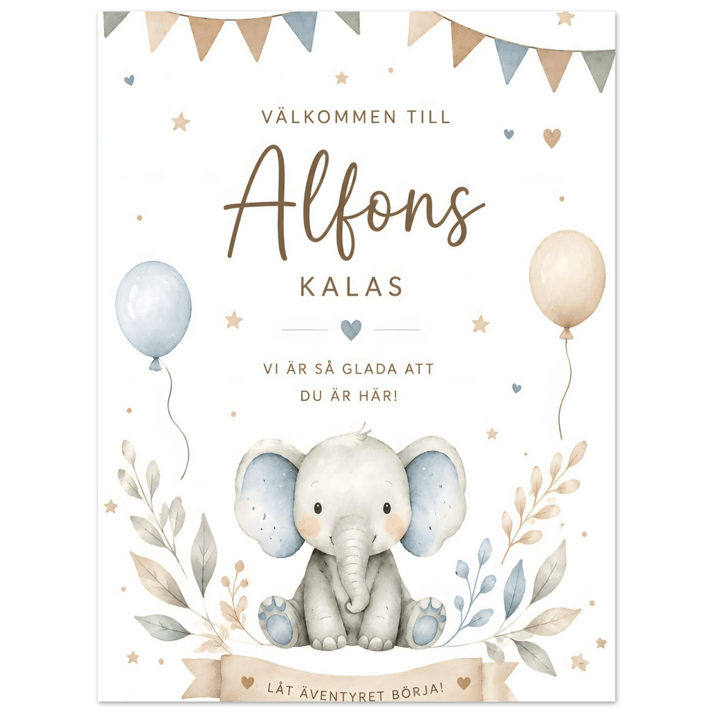 Personlig välkomstskylt till kalas, dop & babyshower på PVC-skiva poster